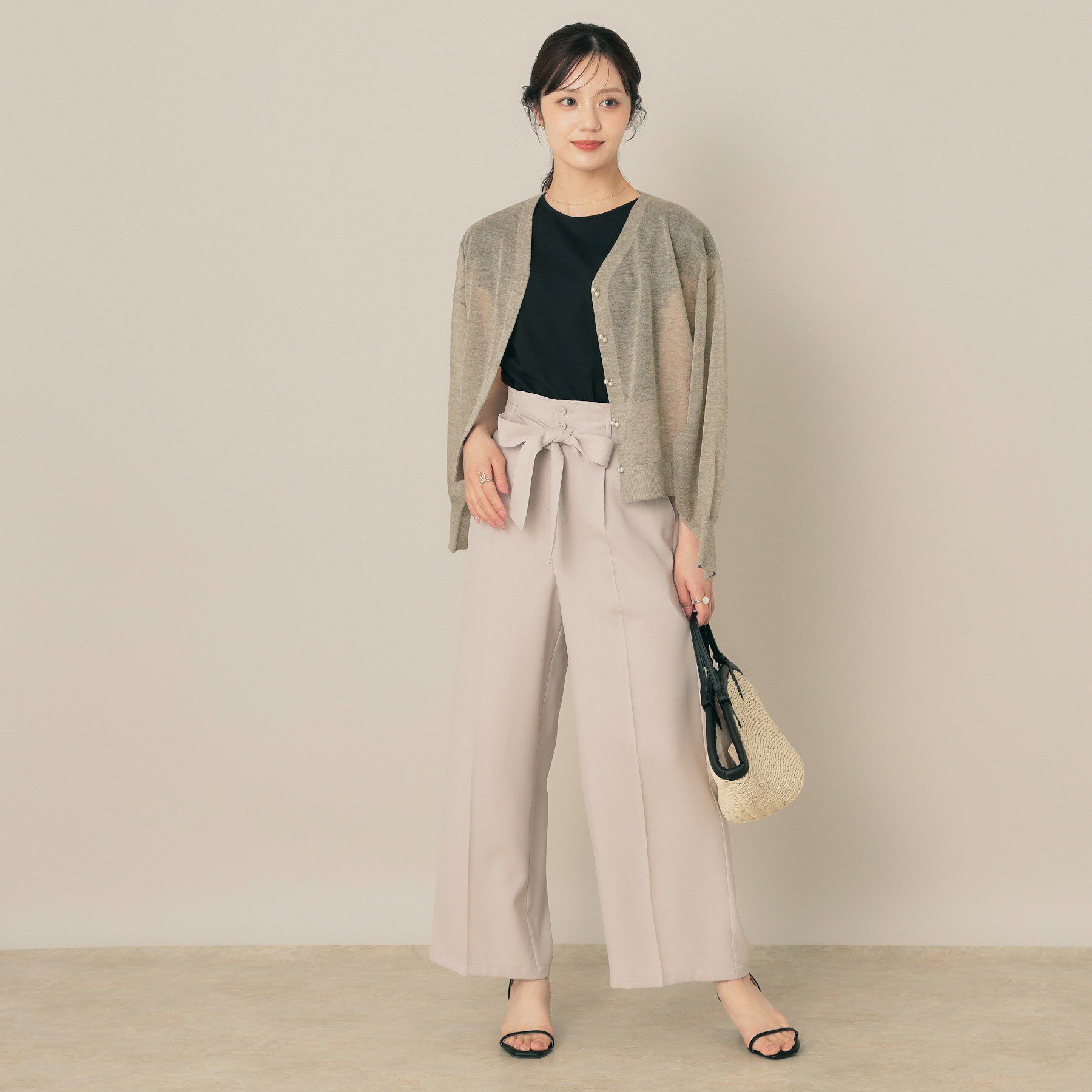 Couture broach「【秋カラー・オシャレな透け感】ダブルパール調シアーカーディガン」|カーディガン|