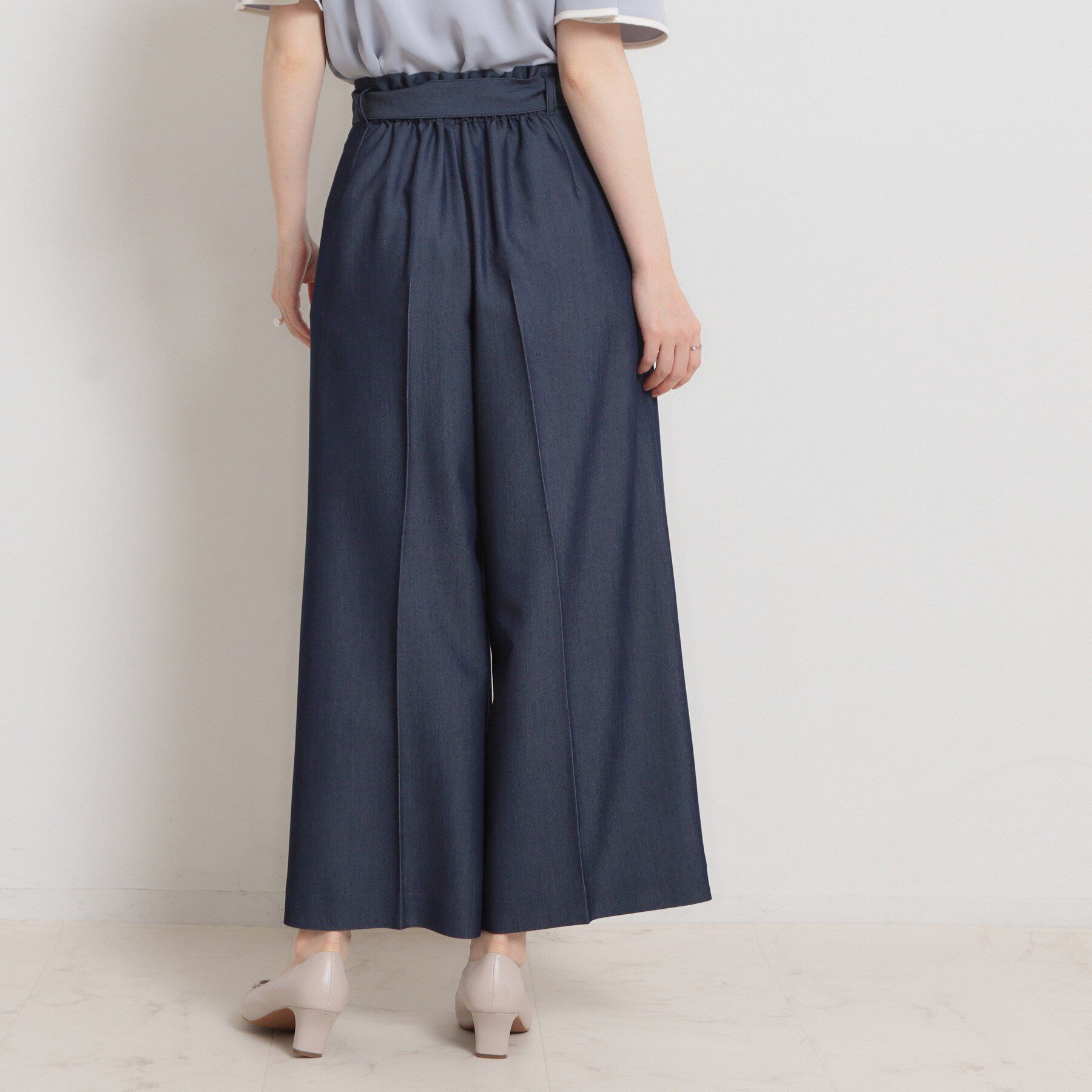 Couture broach「【洗える・S-LL】マリン風アソート釦 シャンブレーワイドパンツ」|その他|