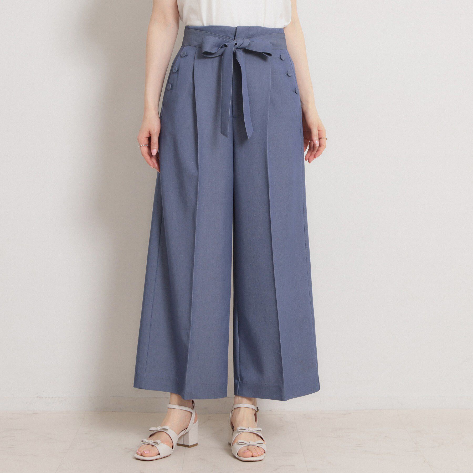 Couture broach「【洗える・S-LL】マリン風アソート釦 シャンブレーワイドパンツ」|その他|