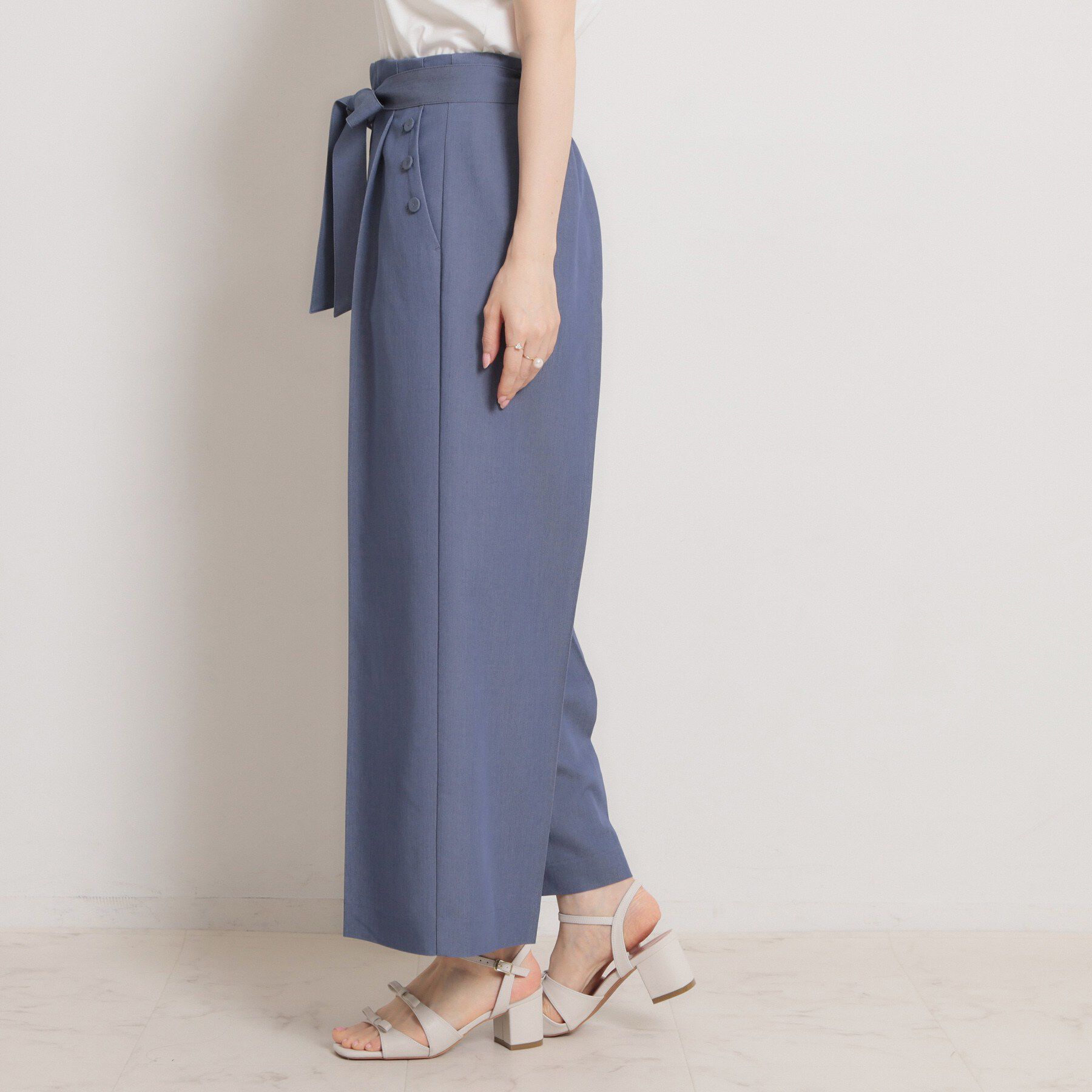 Couture broach「【洗える・S-LL】マリン風アソート釦 シャンブレーワイドパンツ」|その他|