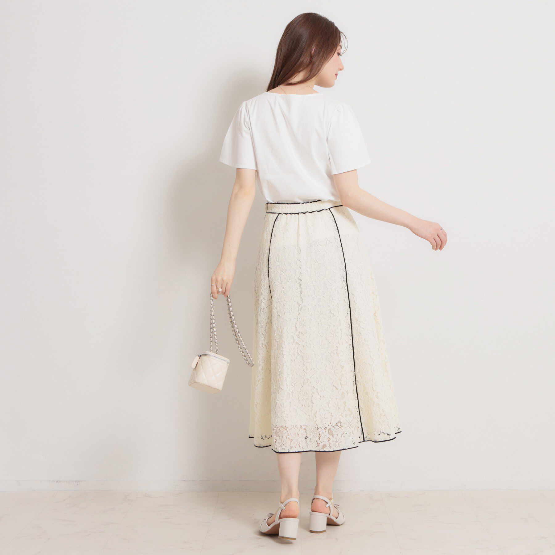 Couture broach「【洗える】コードフラワーレース スカート」|スカート|