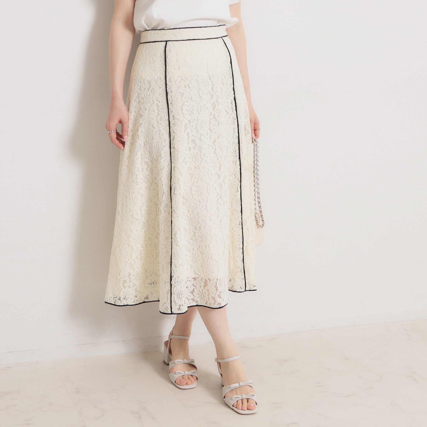 Couture broach「【洗える】コードフラワーレース スカート」|スカート|
