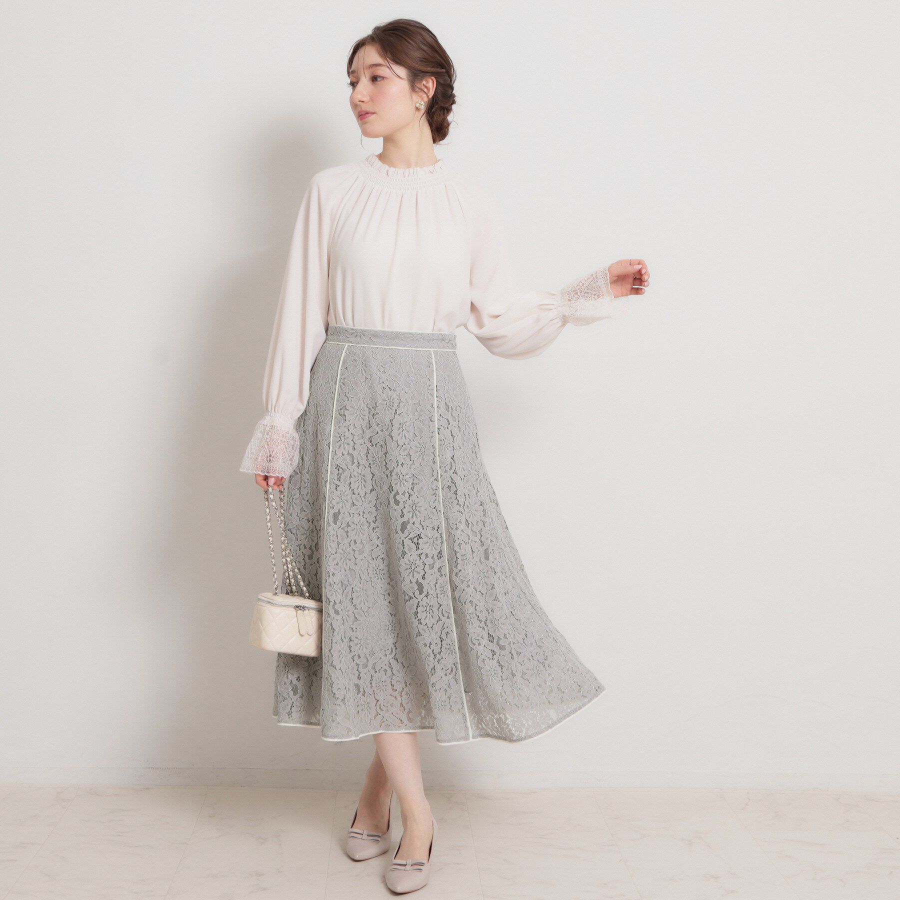 Couture broach「【洗える】コードフラワーレース スカート」|スカート|