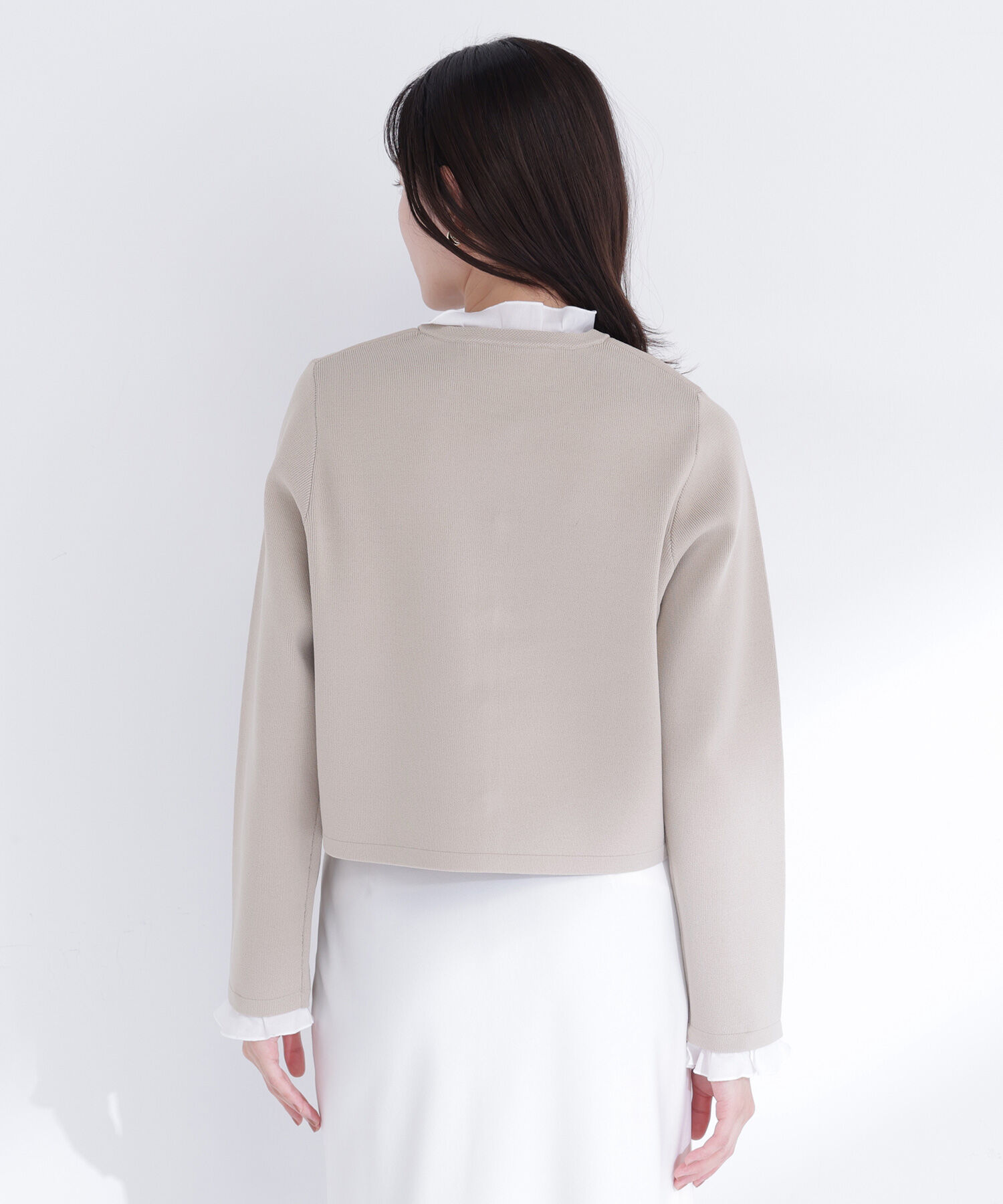  「フリルドッキングニットジャケット」|ニット・セーター|