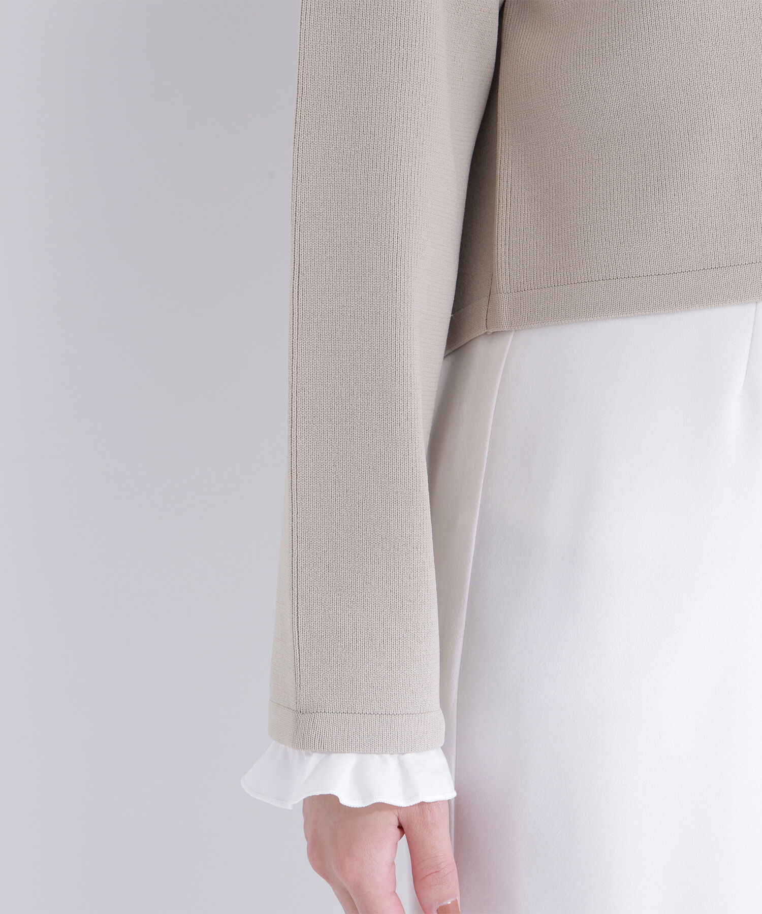  「フリルドッキングニットジャケット」|ニット・セーター|