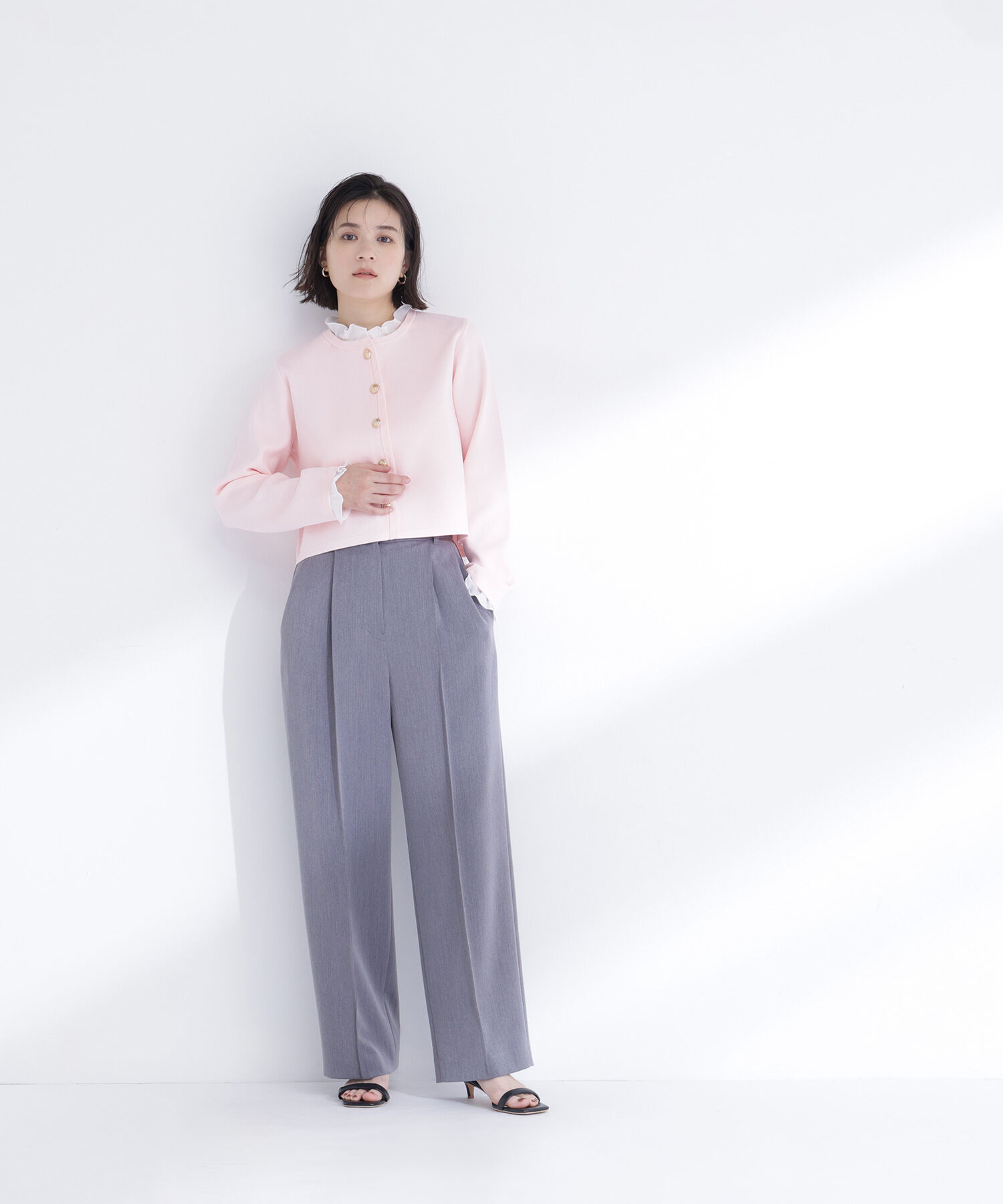  「フリルドッキングニットジャケット」|ニット・セーター|