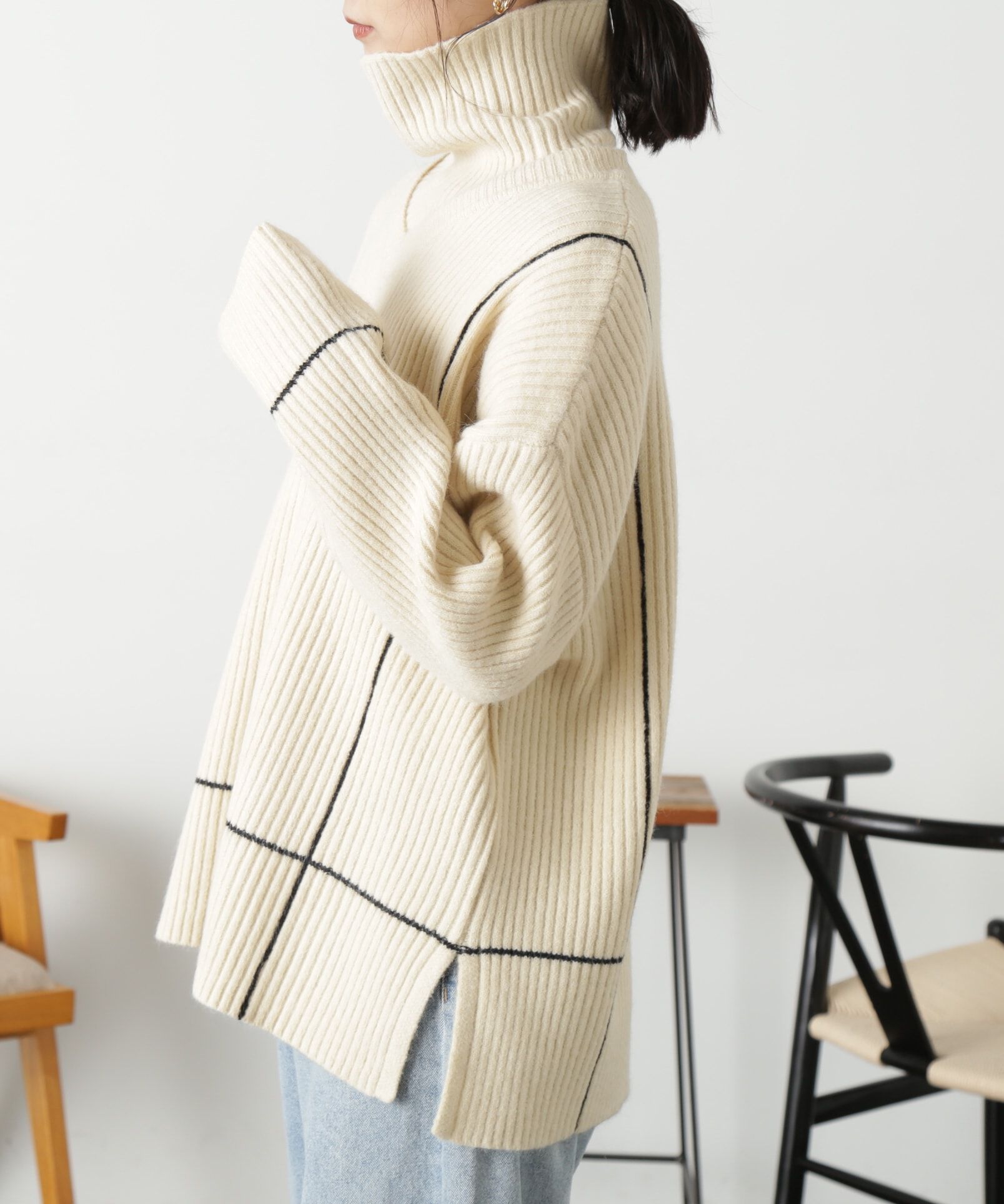  「2Wayネックウォーマー付きニット」|ニット・セーター|