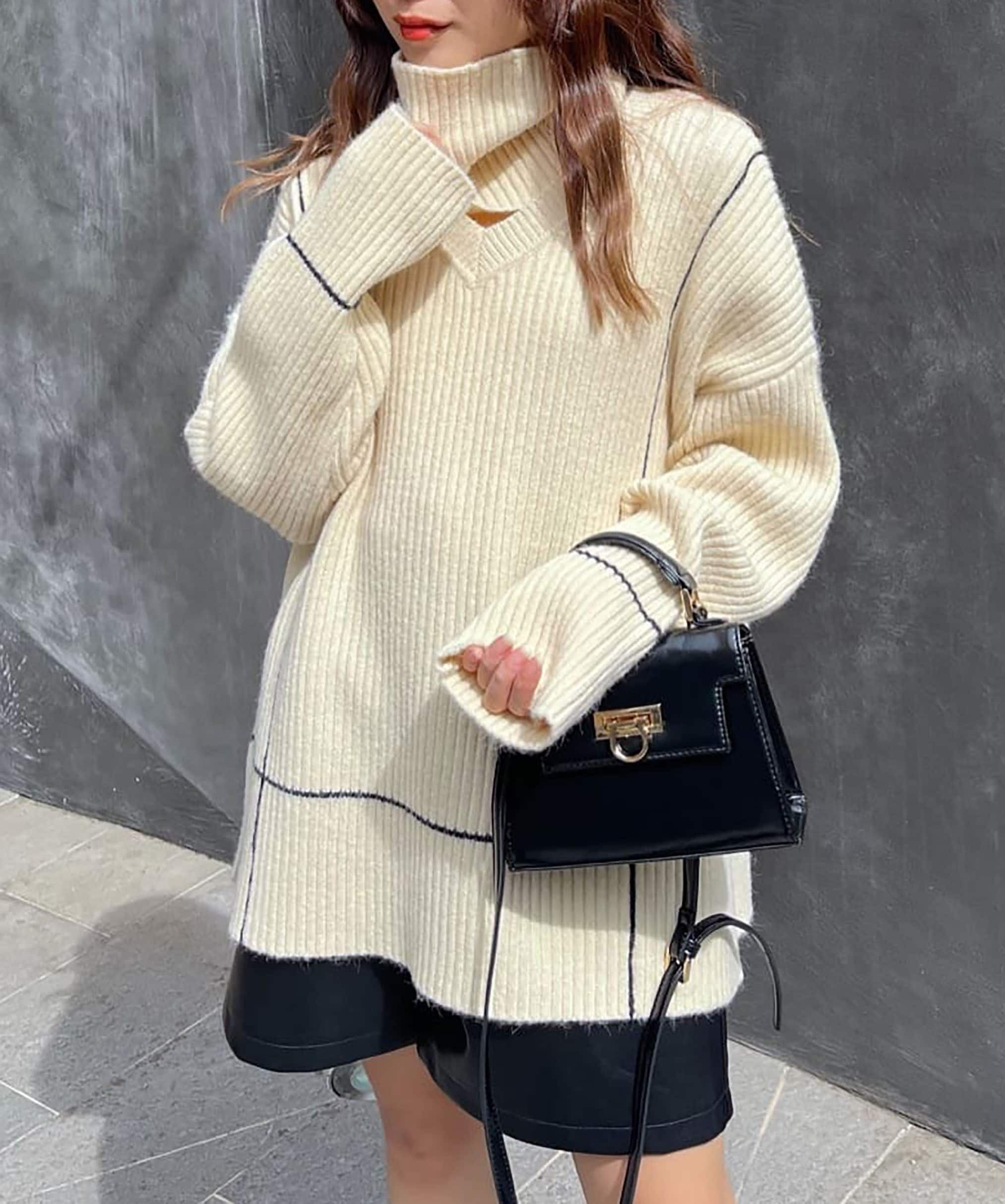  「2Wayネックウォーマー付きニット」|ニット・セーター|