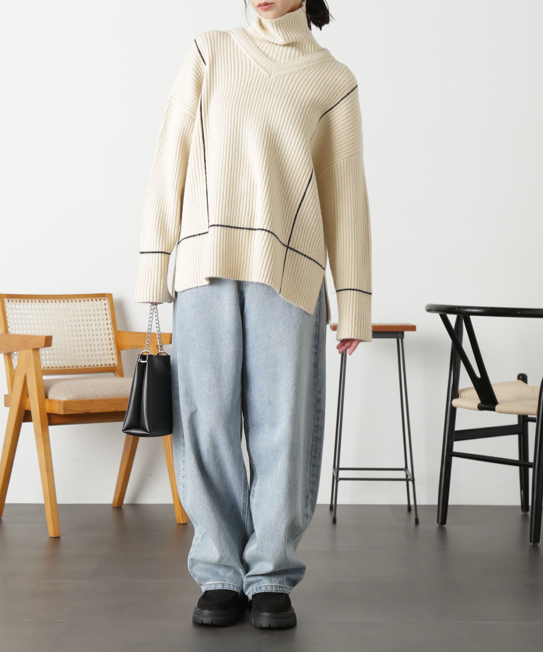  「2Wayネックウォーマー付きニット」|ニット・セーター|