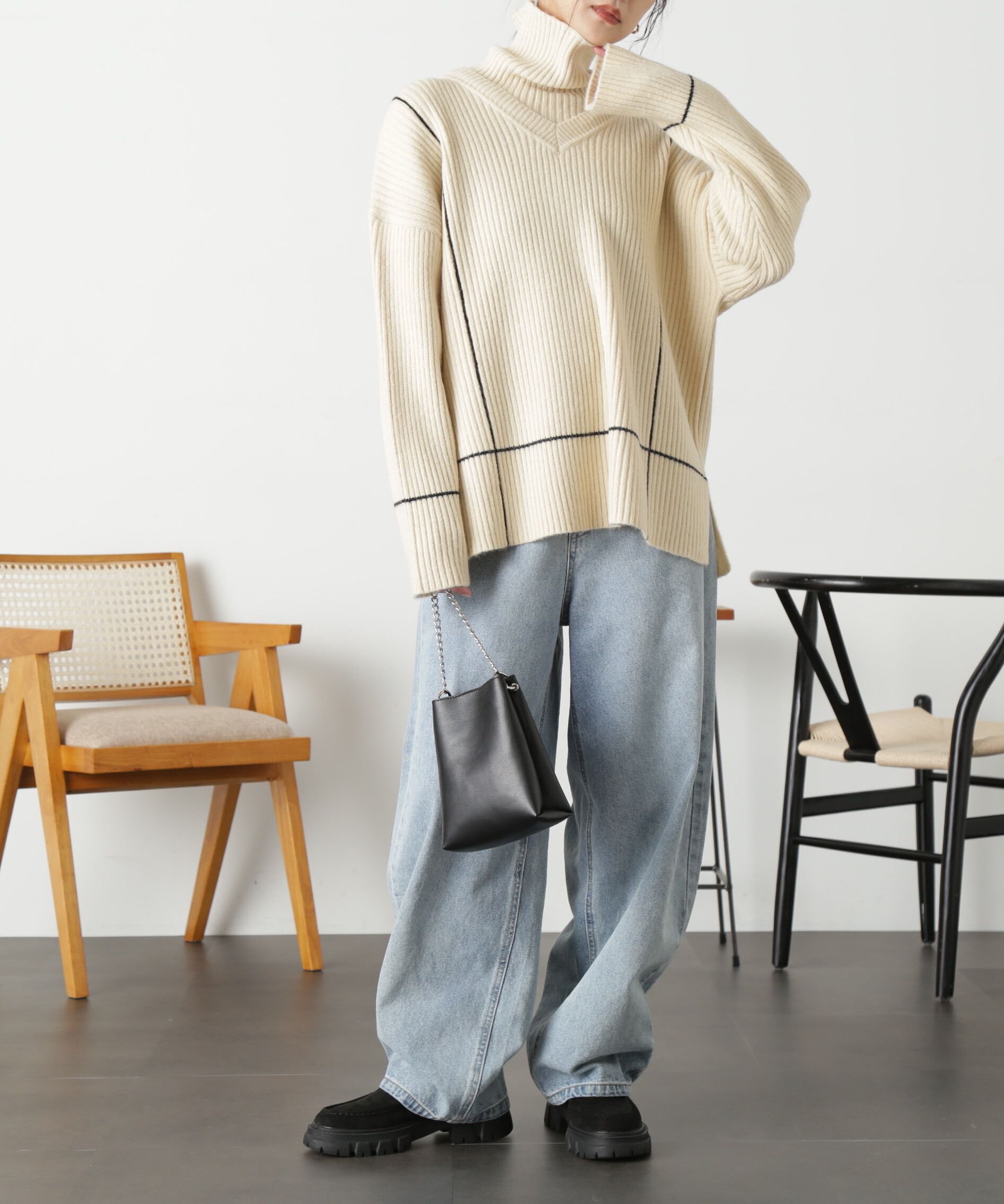  「2Wayネックウォーマー付きニット」|ニット・セーター|