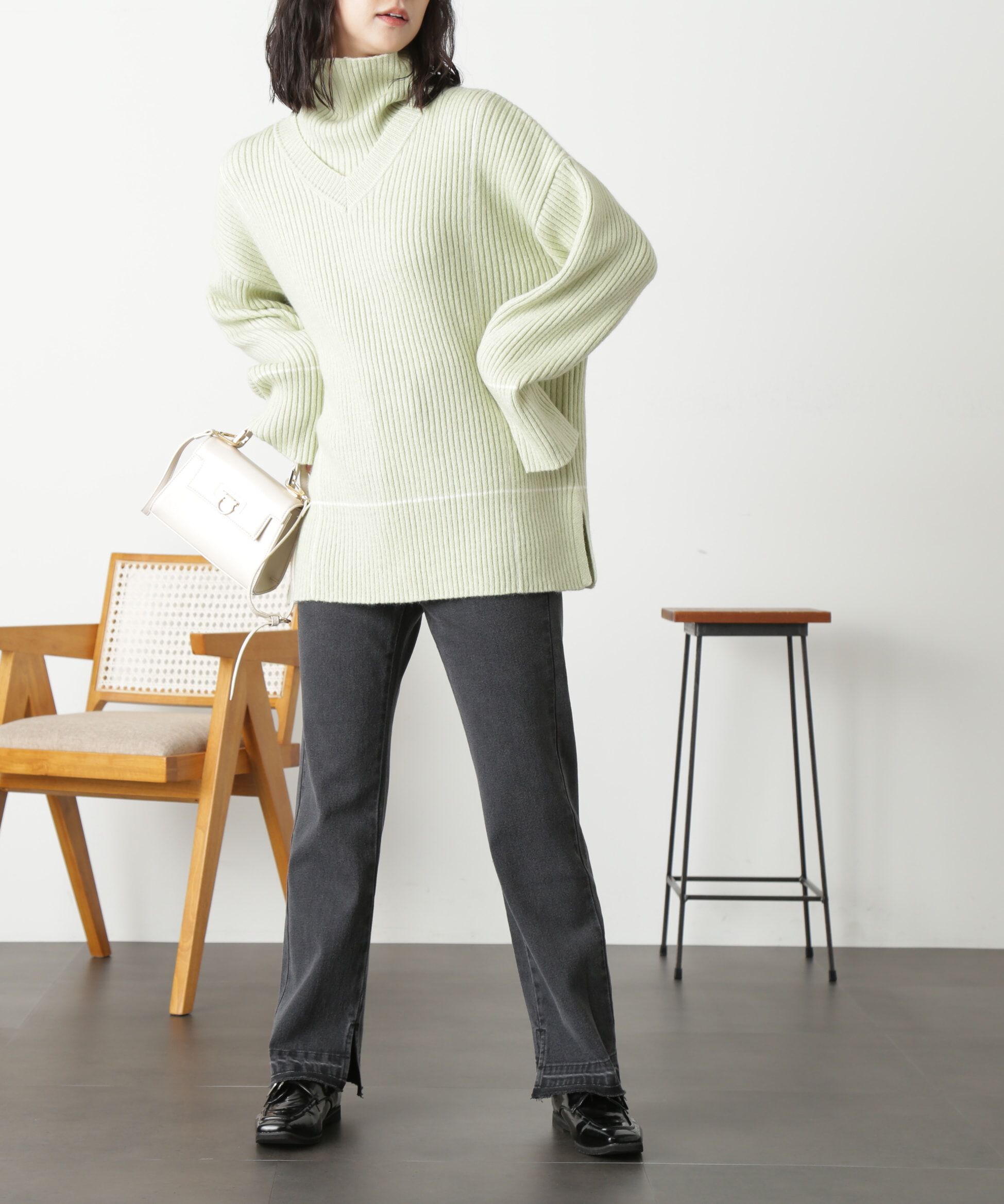  「2Wayネックウォーマー付きニット」|ニット・セーター|