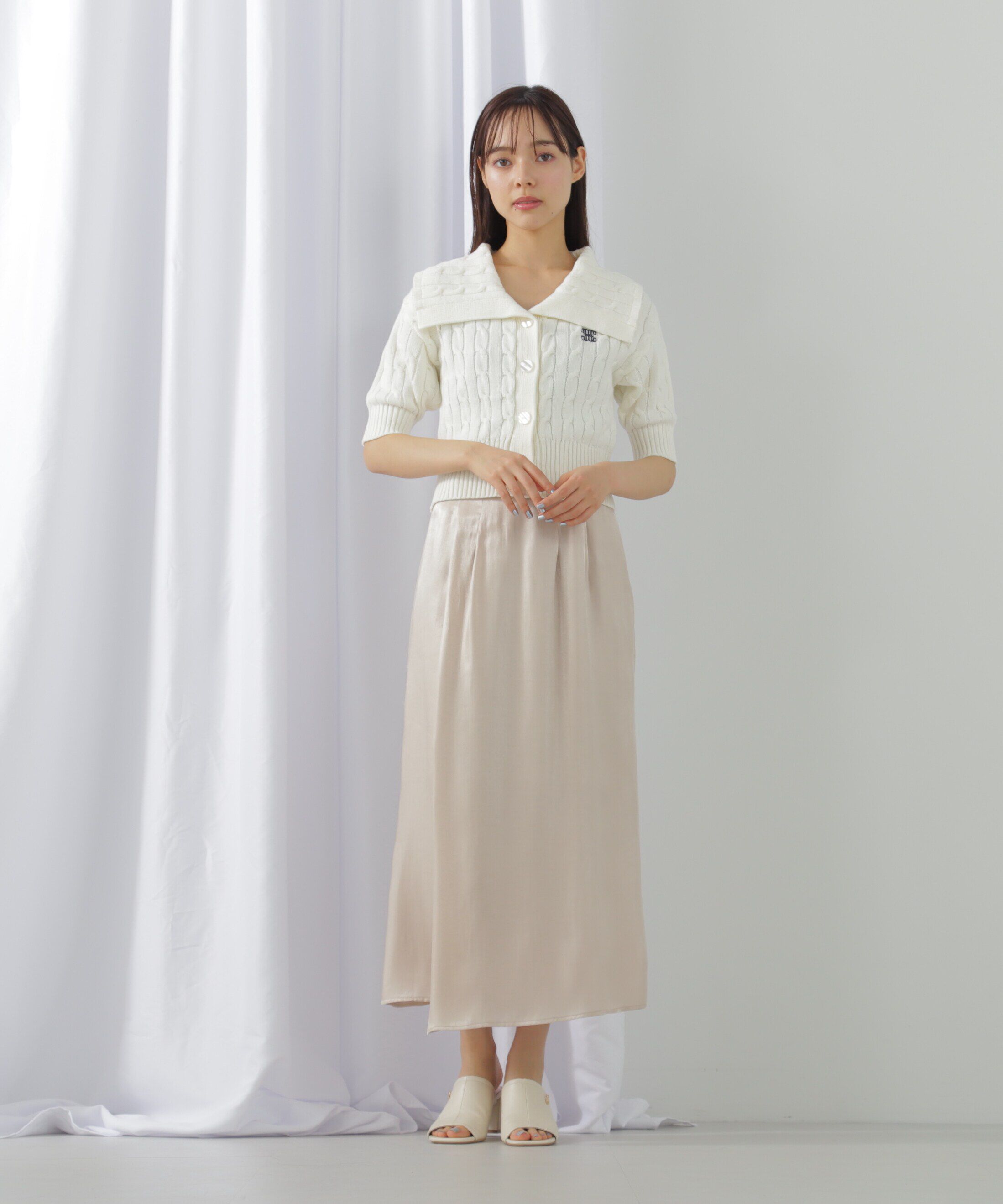  「シャンブレーサテンラップスカート」|スカート|