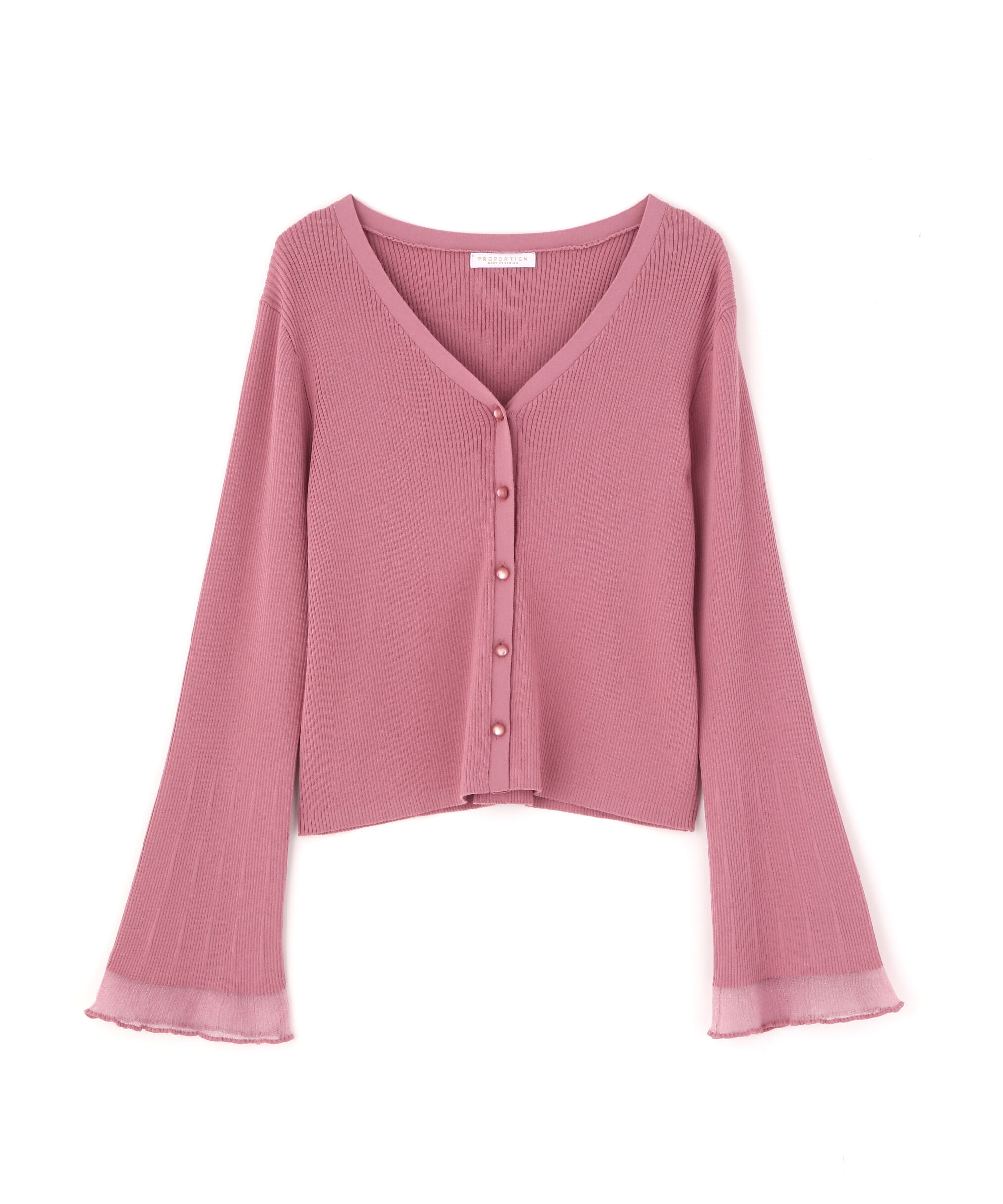 PROPORTION BODY DRESSING「部分シアーリブカーディガン 26SS」|カーディガン|