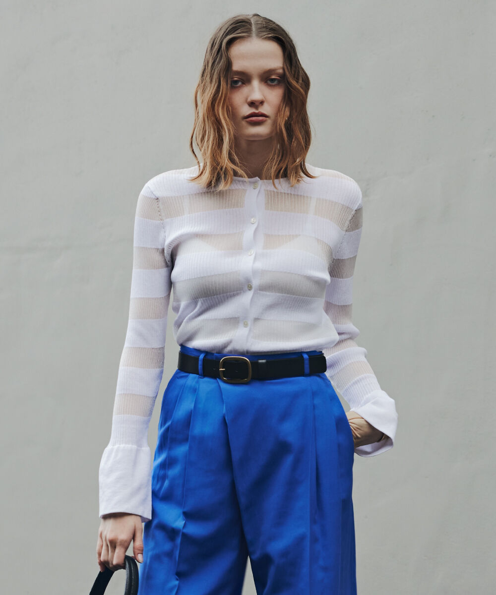  「［美香さん着用］リブシアーボーダーカーディガン」|その他|