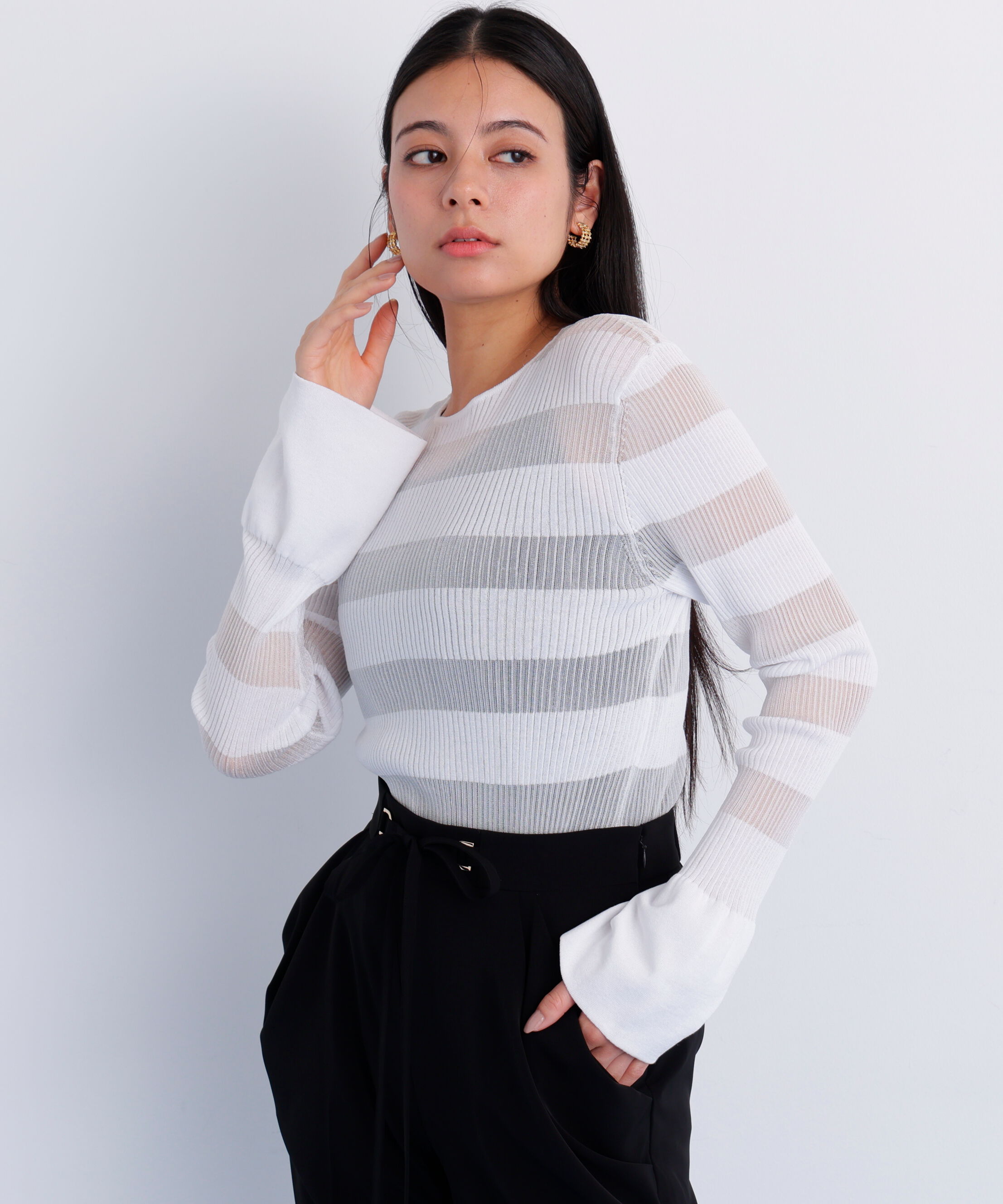  「［美香さん着用］リブシアーボーダーカーディガン」|その他|