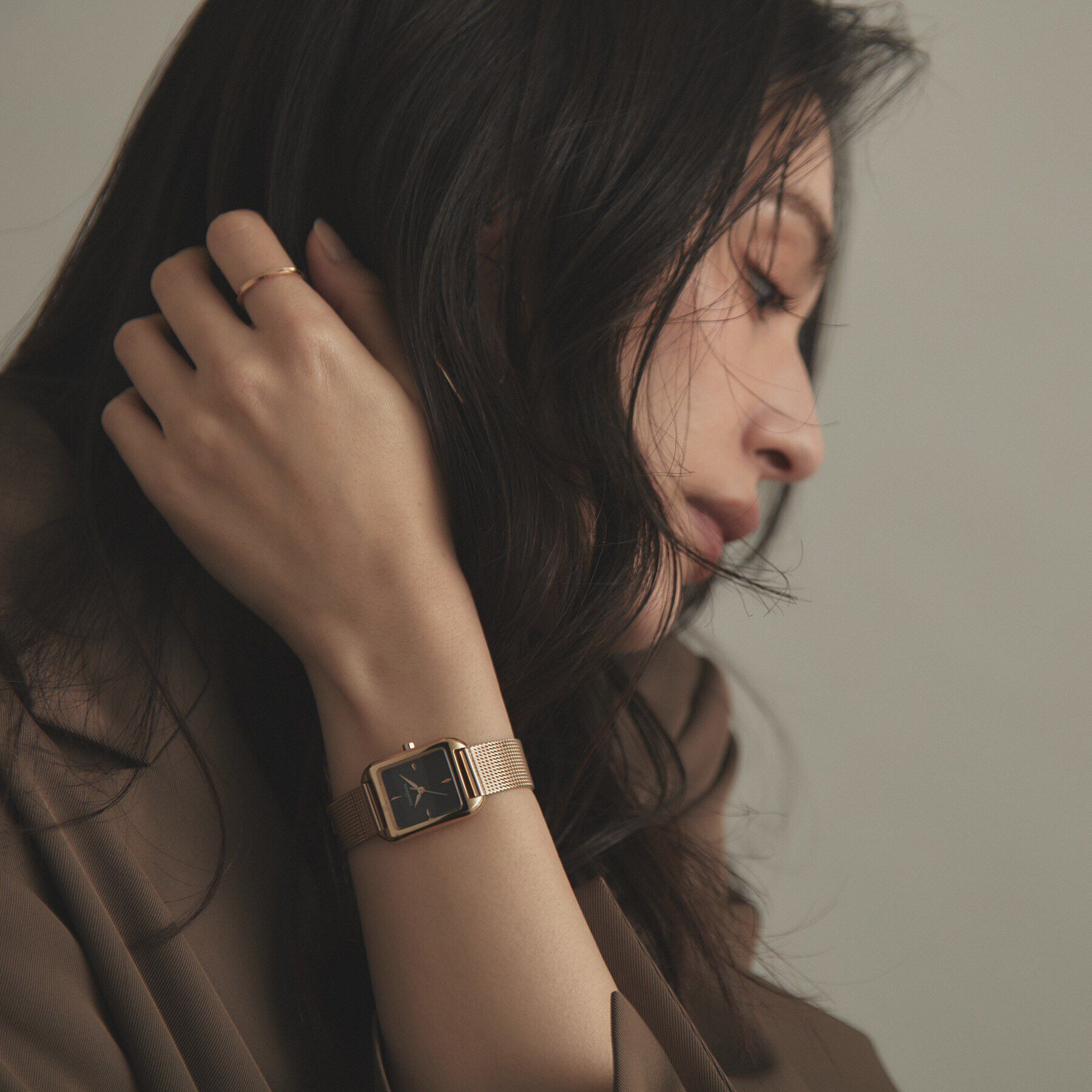 COCOSHNIK「RGスクエアメッシュベルト ウォッチ（ブラック）」|腕時計|