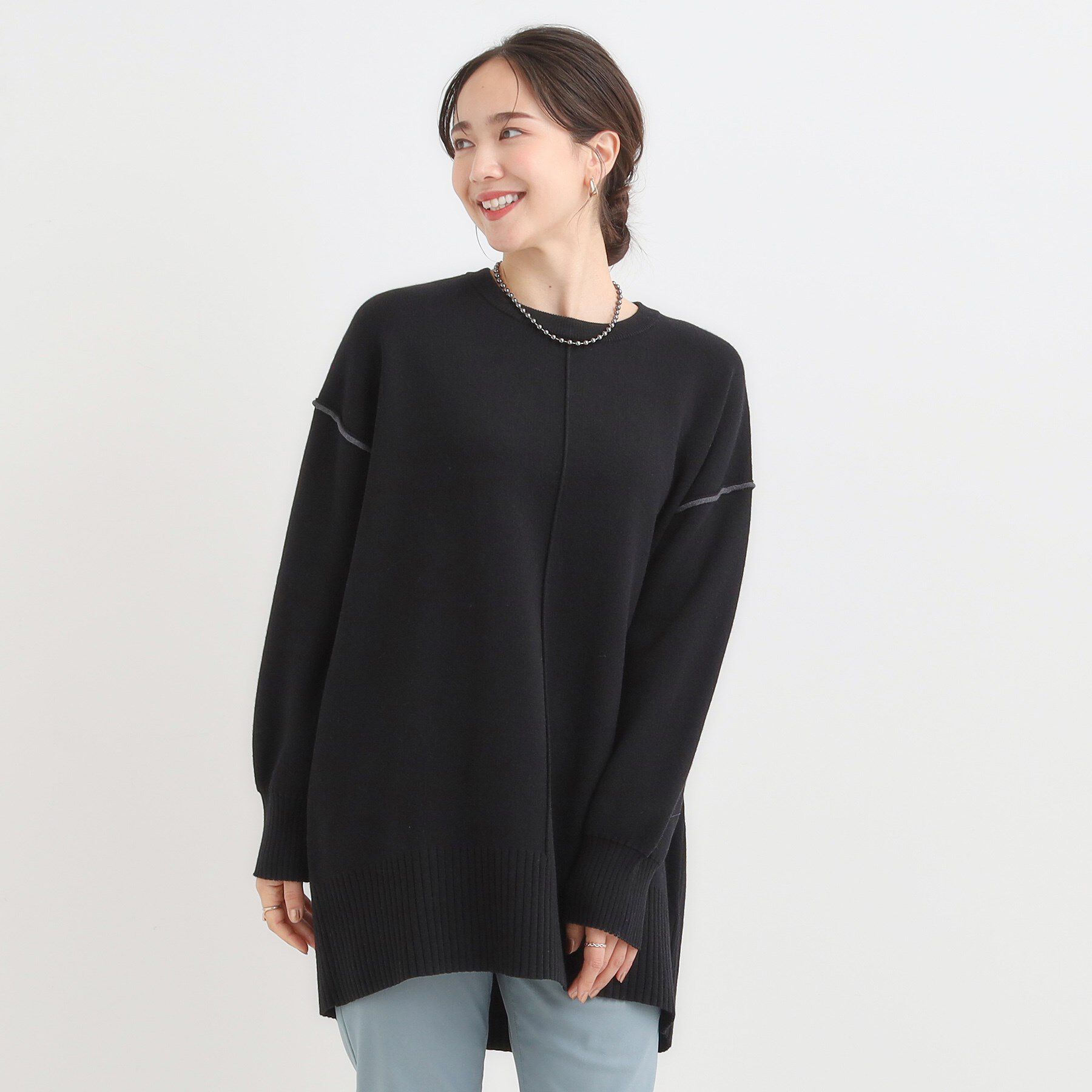 SHOO･LA･RUE「【洗濯機可/毛玉レス】上品に体型カバー チュニックニットワンピース」|チュニック|