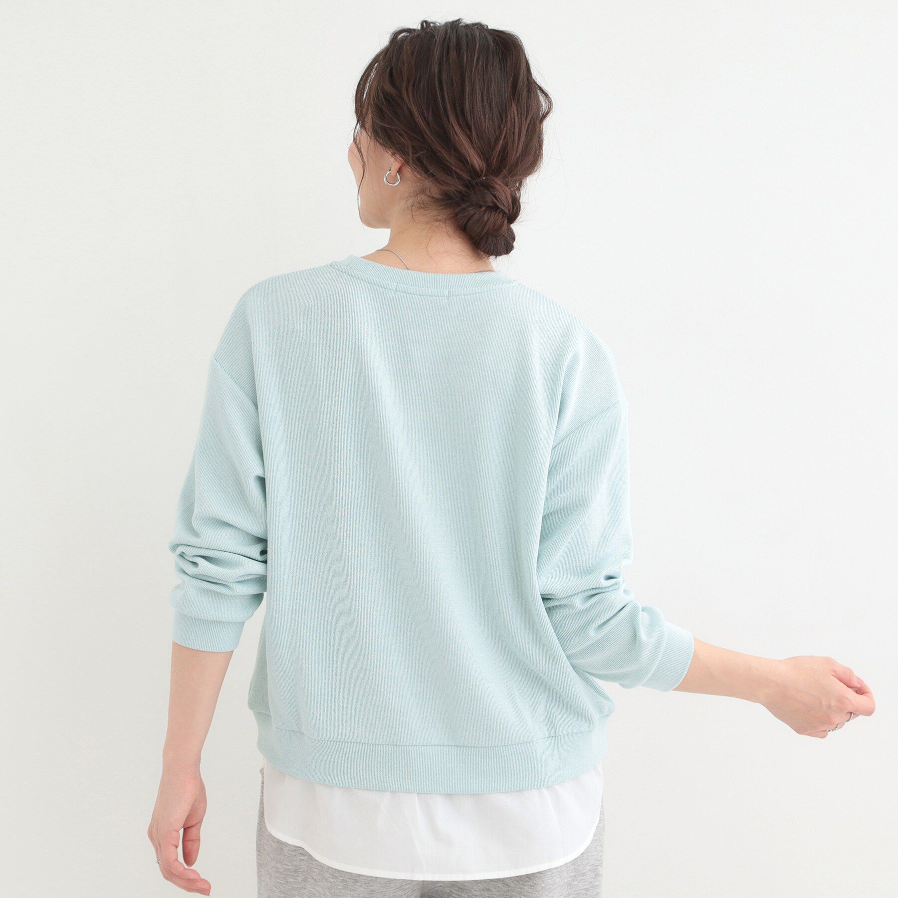 SHOO･LA･RUE「【洗濯機可】1枚でサマ見え ラメニットソー レイヤード風トップス」|Tシャツ・カットソー|