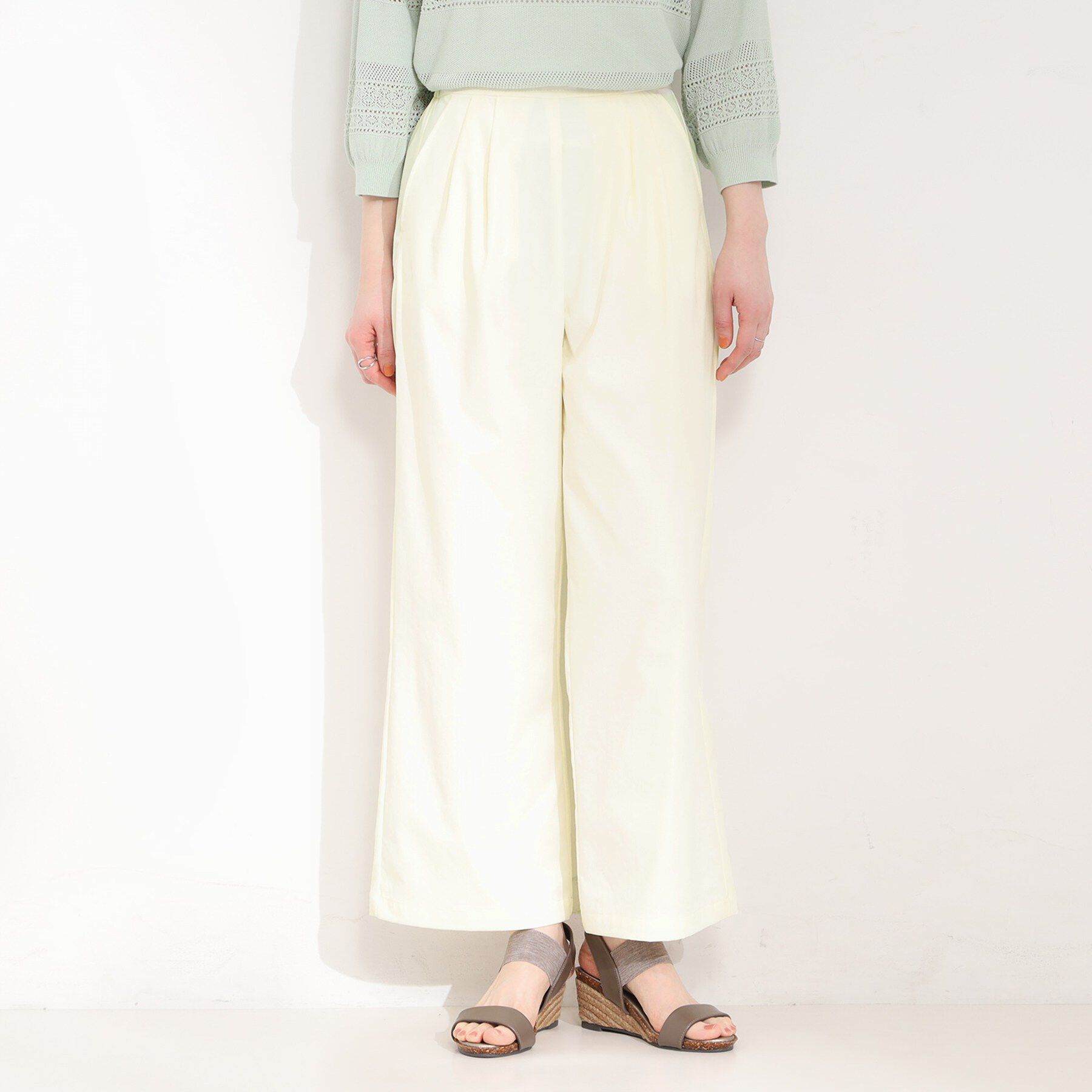 SHOO･LA･RUE「【洗濯機可/S-LL】ツータックでウエスト回りをすっきり見せるワイドパンツ」|その他|