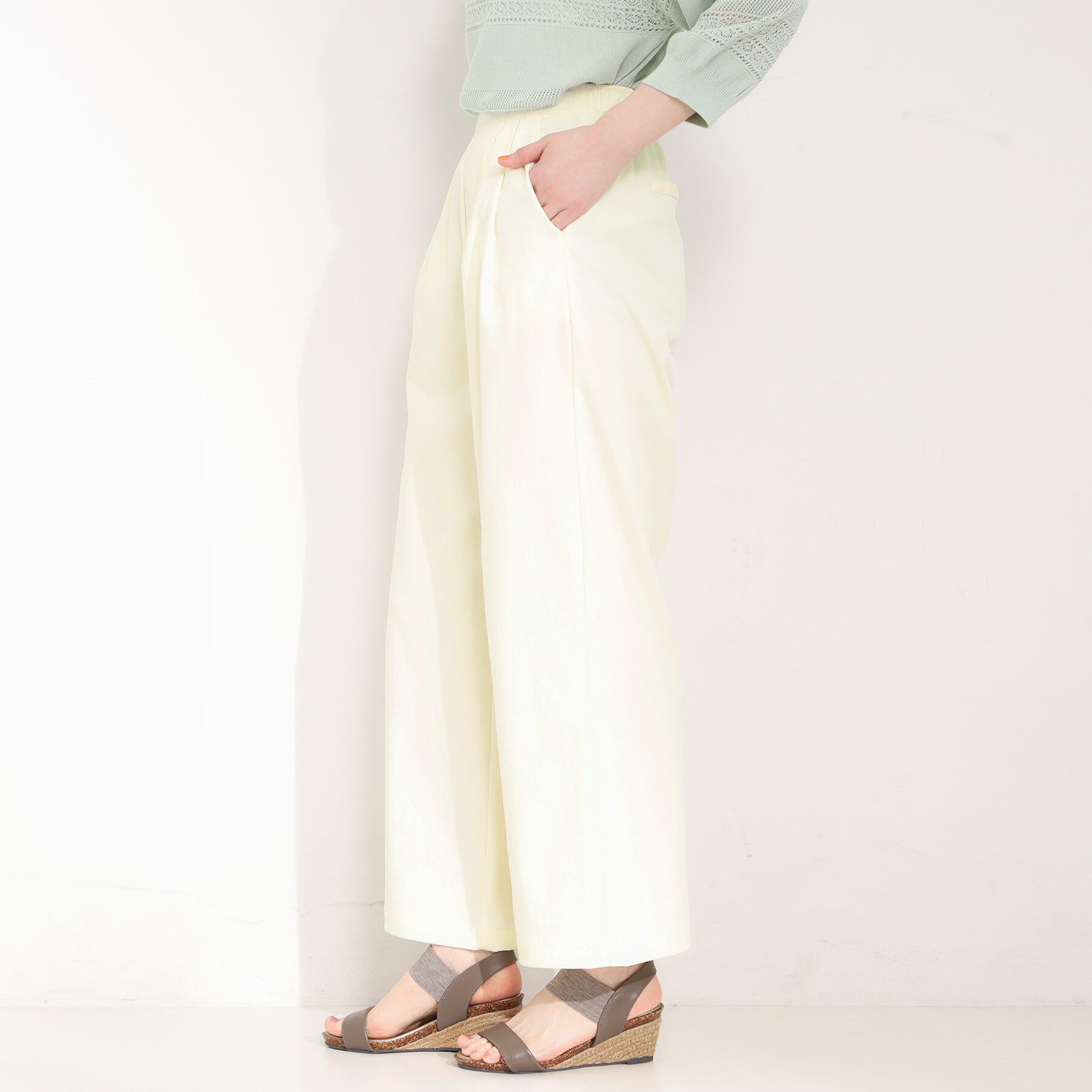 SHOO･LA･RUE「【洗濯機可/S-LL】ツータックでウエスト回りをすっきり見せるワイドパンツ」|その他|