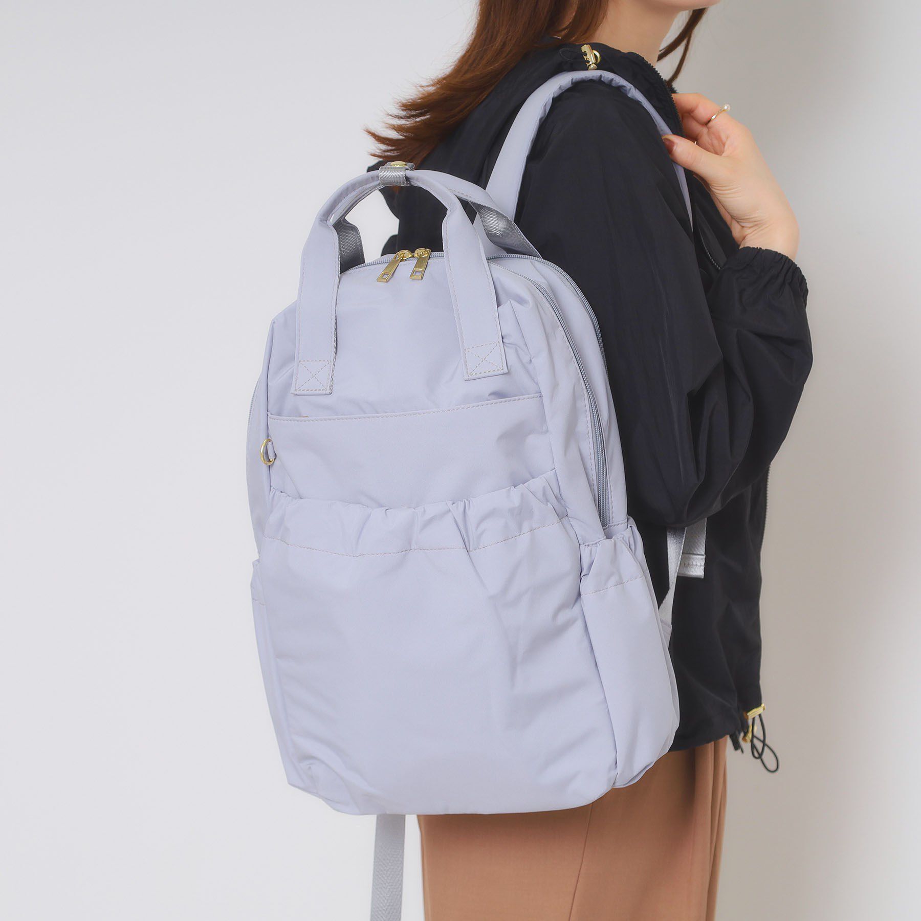 ITS&rsquo;DEMO「【A4／11ポケット】ふんわり軽量撥水リュック」|リュック|サックスブルー(09