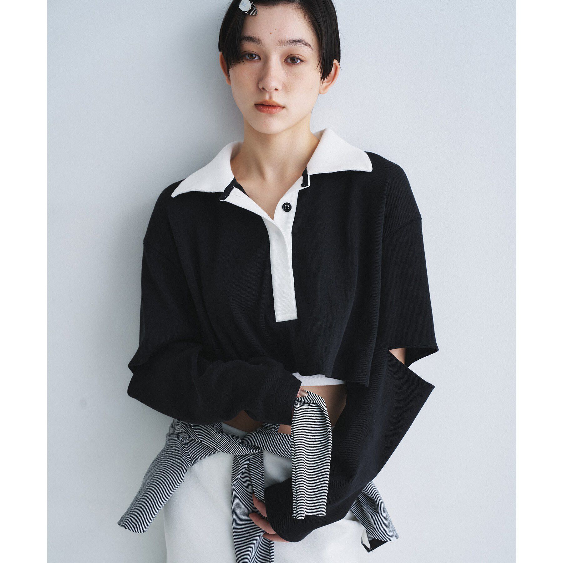 CODE A「cropped lager tee」|Tシャツ・カットソー|ブラック(019)