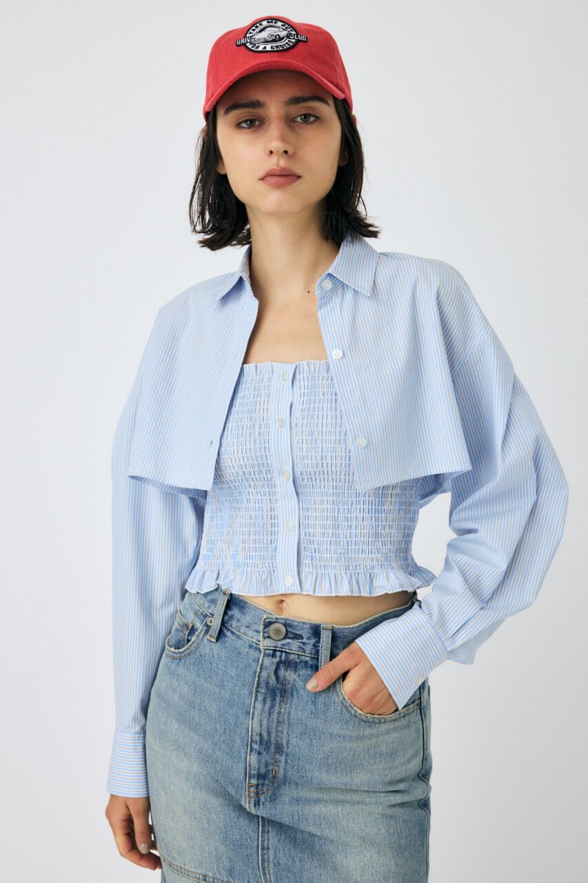 MOUSSY「CAMI & CROPPED シャツ」|その他|L/BLU1