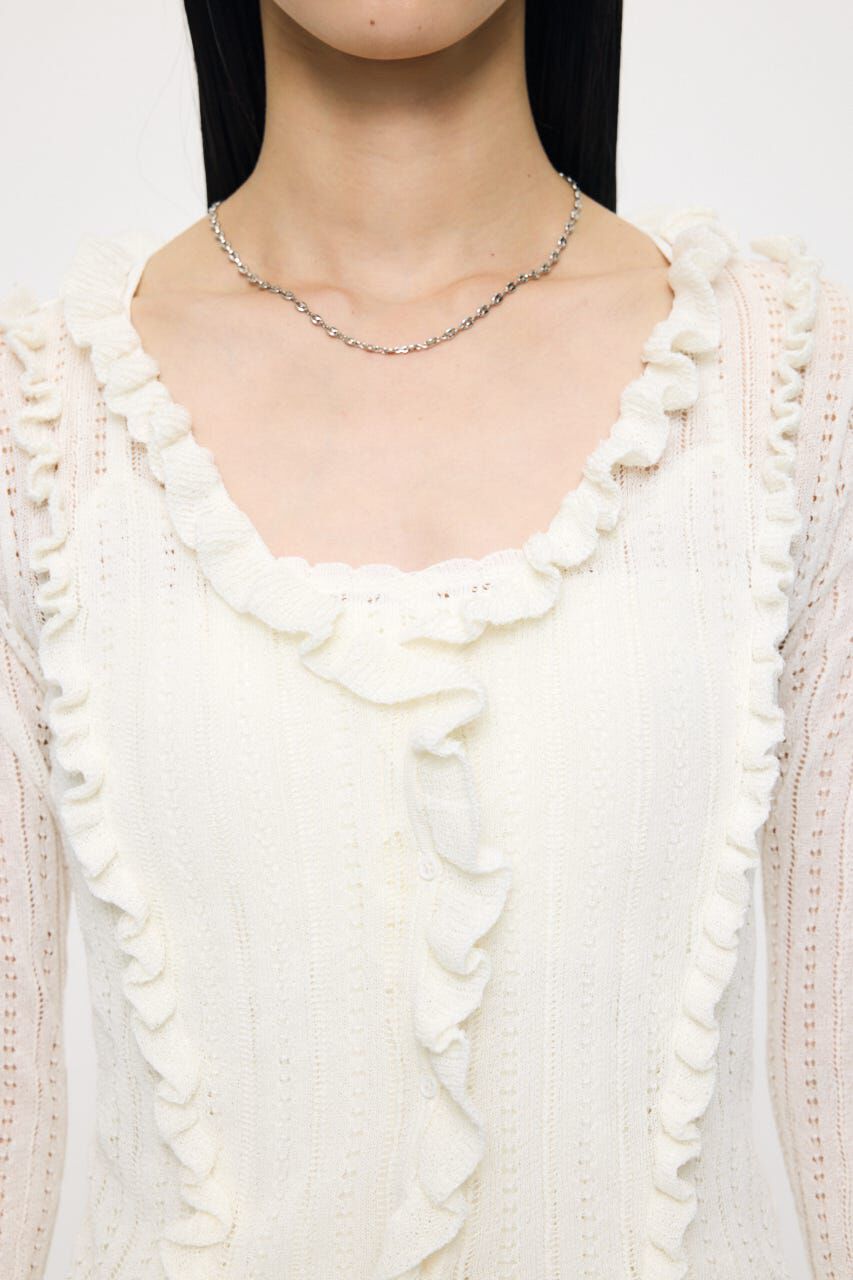 MOUSSY「POINTELLE RUFFLE カーディガン＆キャミソール」|ニット・セーター|