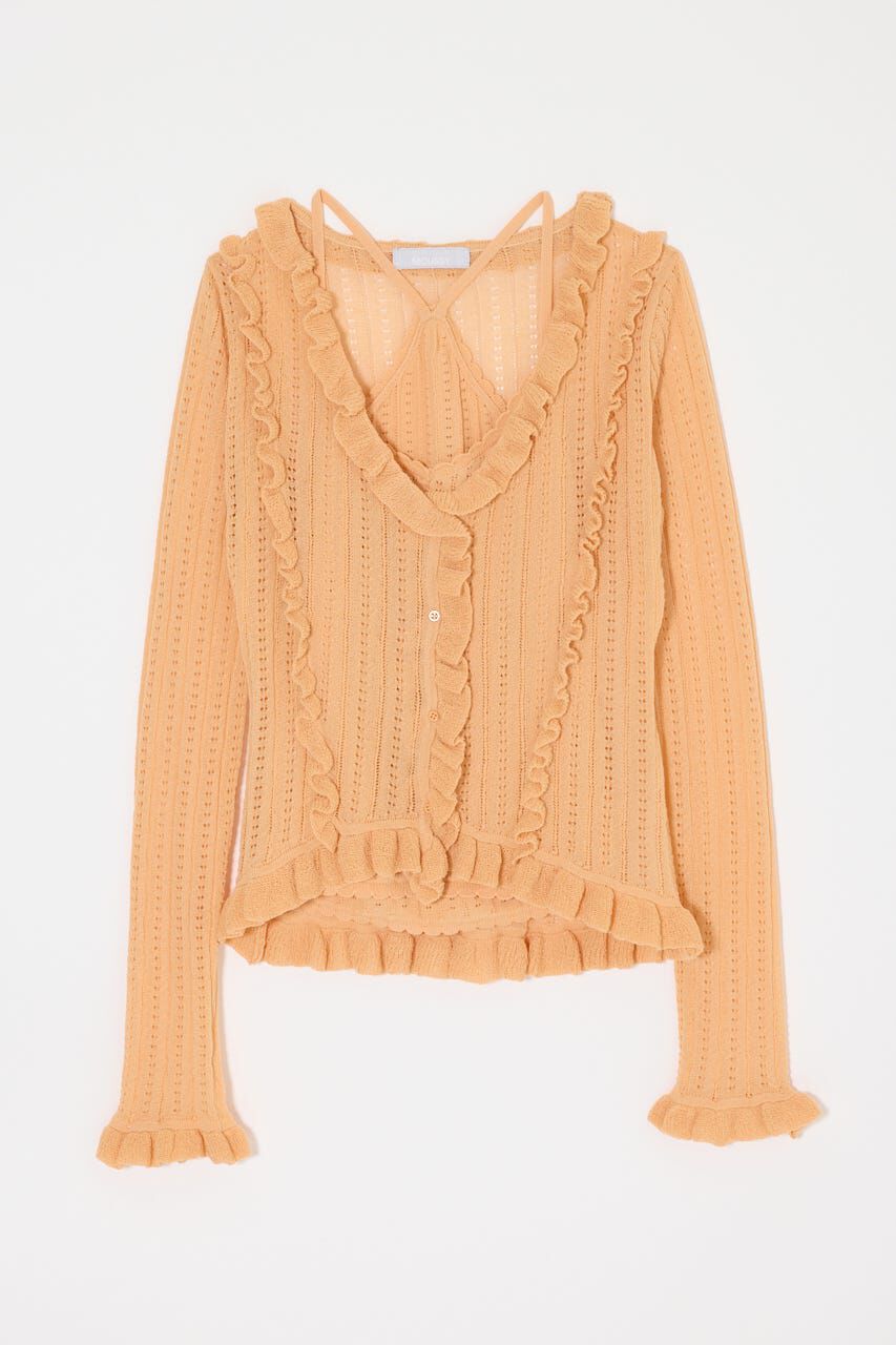MOUSSY「POINTELLE RUFFLE カーディガン＆キャミソール」|ニット・セーター|