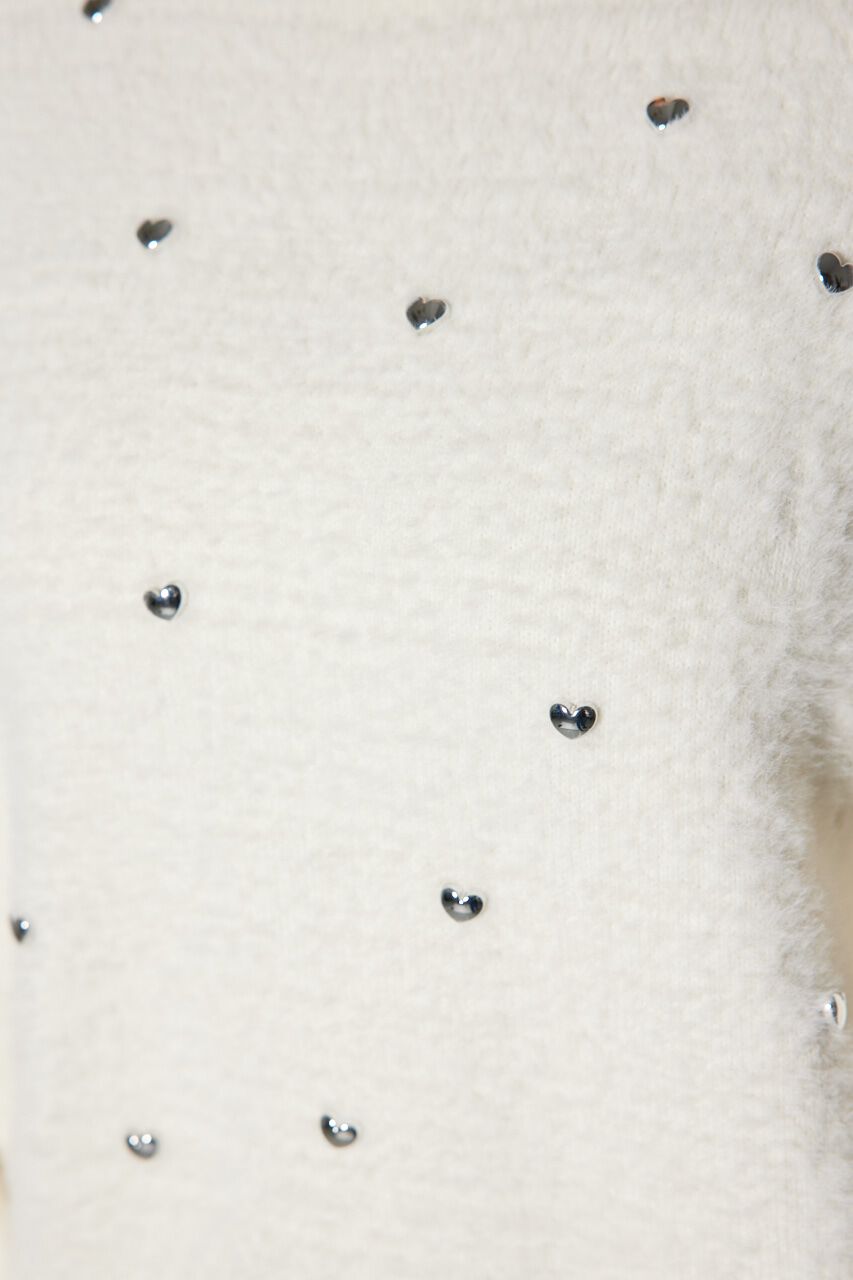 rienda「ハートビーズシャギーニットトップス」|ニット・セーター|