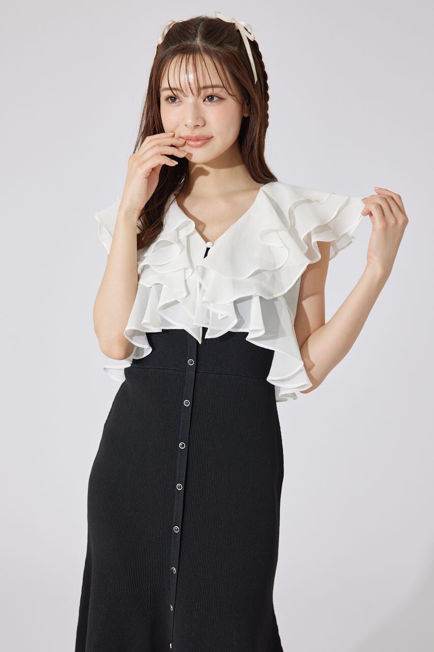 rienda「フリルブラウスセットニットマーメイドワンピース」|ワンピース|