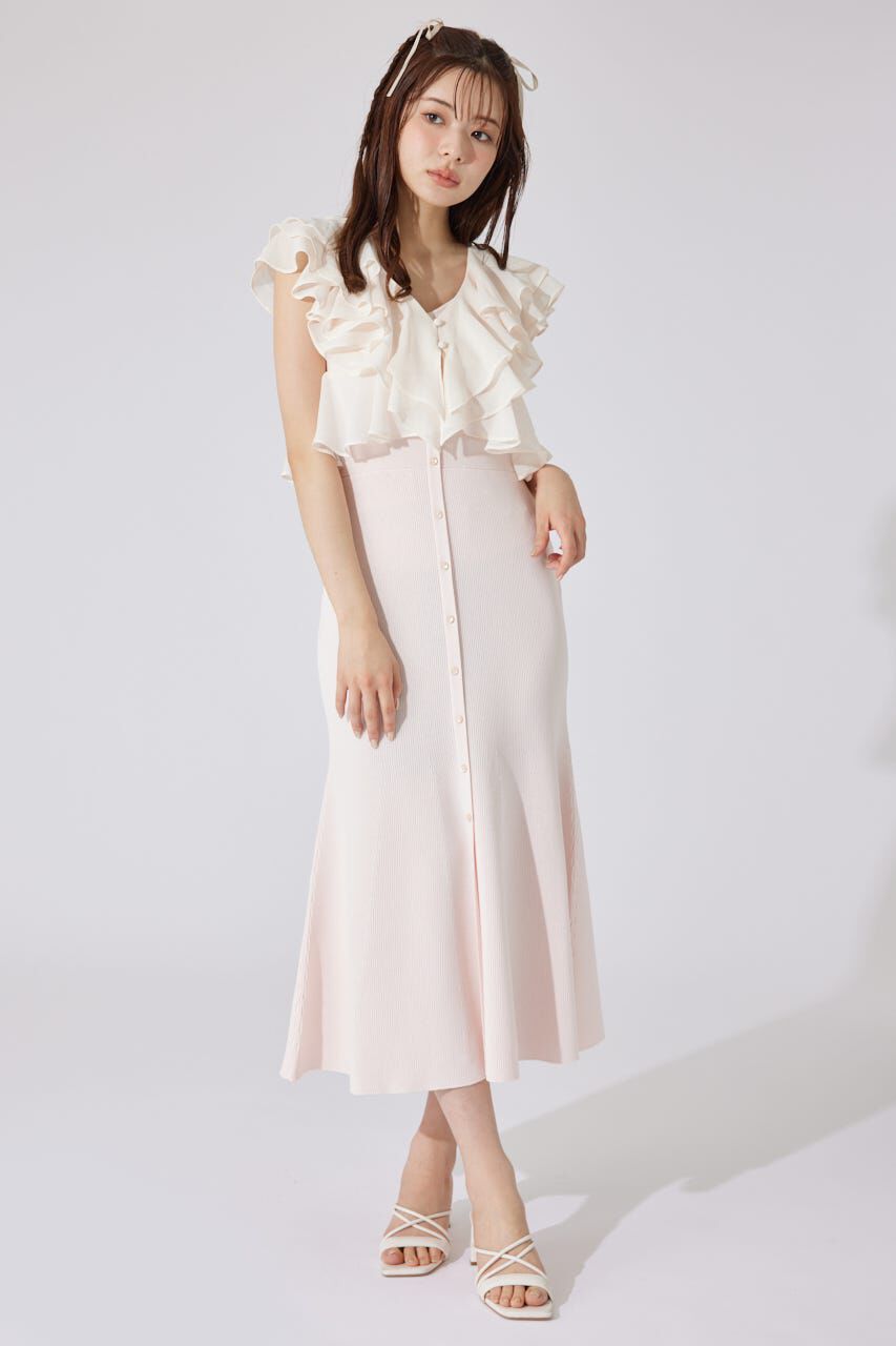 rienda「フリルブラウスセットニットマーメイドワンピース」|ワンピース|