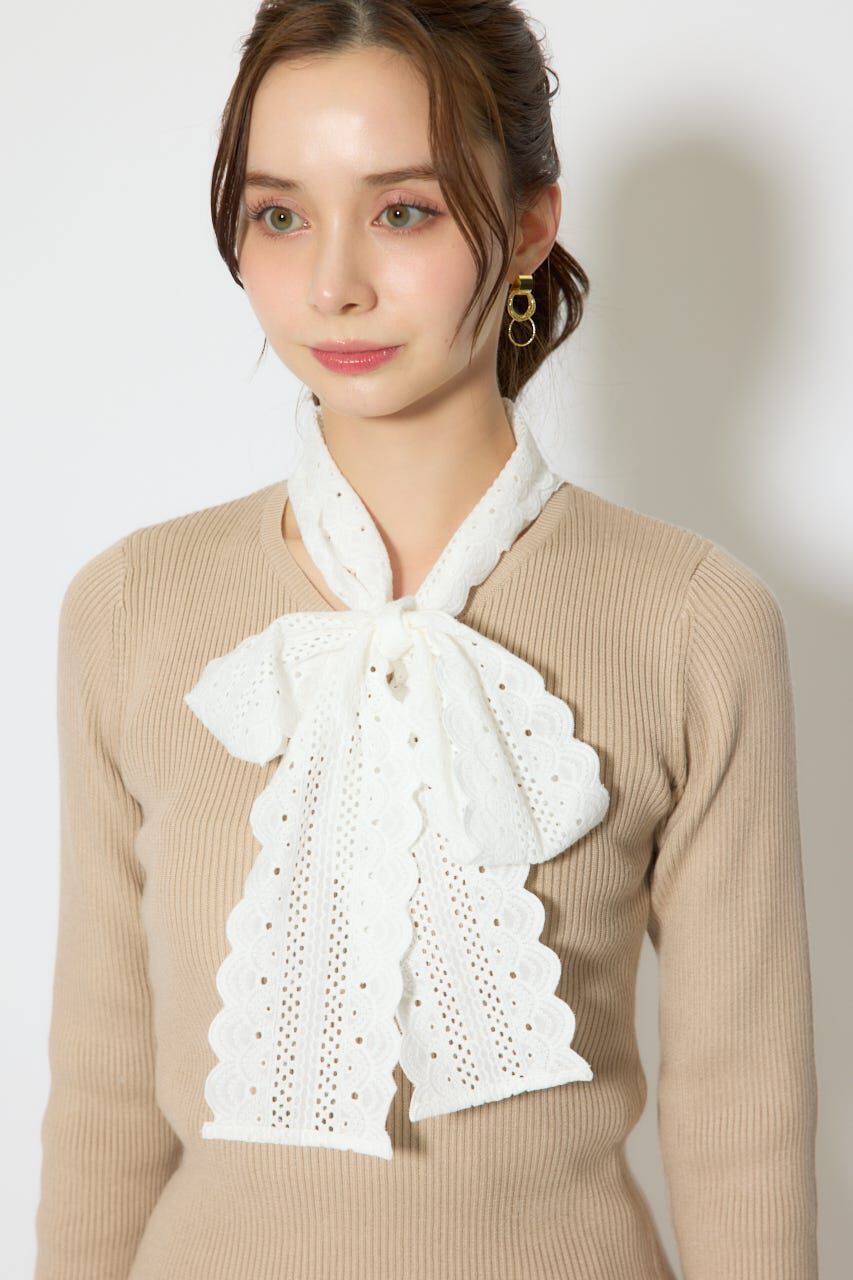 rienda「コットンレースリボンニットトップス」|ニット・セーター|
