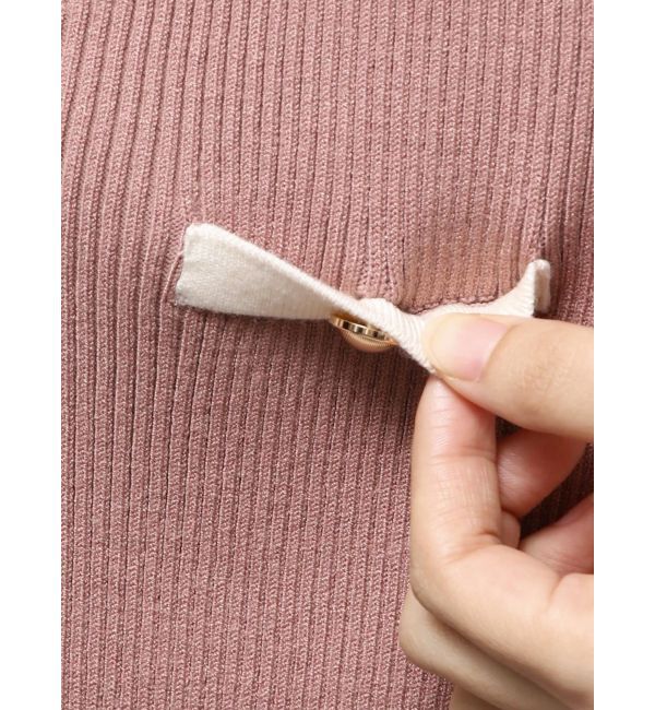 RESEXXY「ゴールドボタンバイカラーニットポロワンピース」|ワンピース|