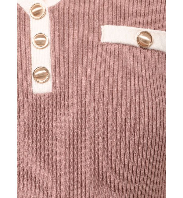 RESEXXY「ゴールドボタンバイカラーニットポロワンピース」|ワンピース|