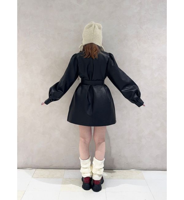 jouetie「フェイクレザーAラインジャケット」|ライダースジャケット|