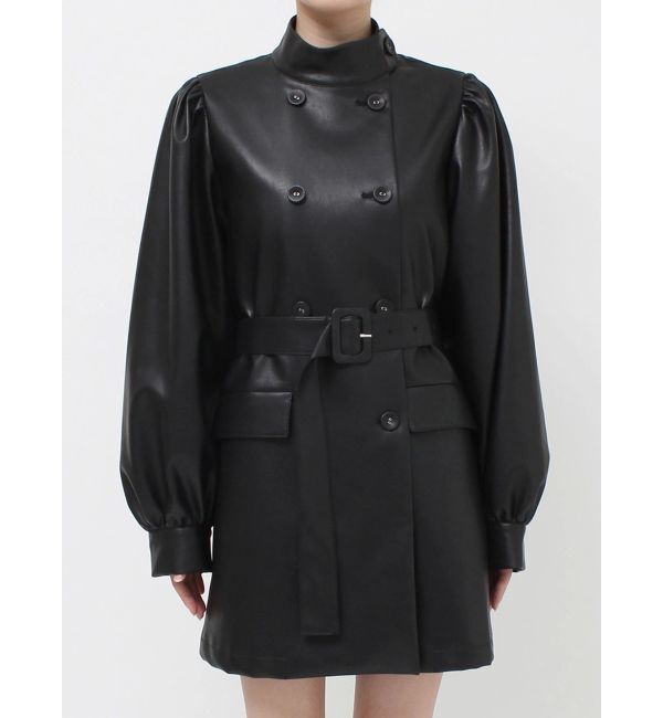 jouetie「フェイクレザーAラインジャケット」|ライダースジャケット|