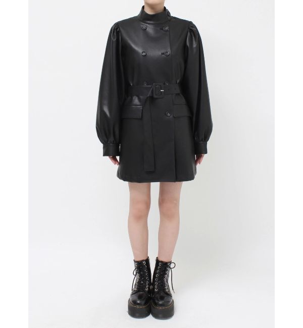 jouetie「フェイクレザーAラインジャケット」|ライダースジャケット|