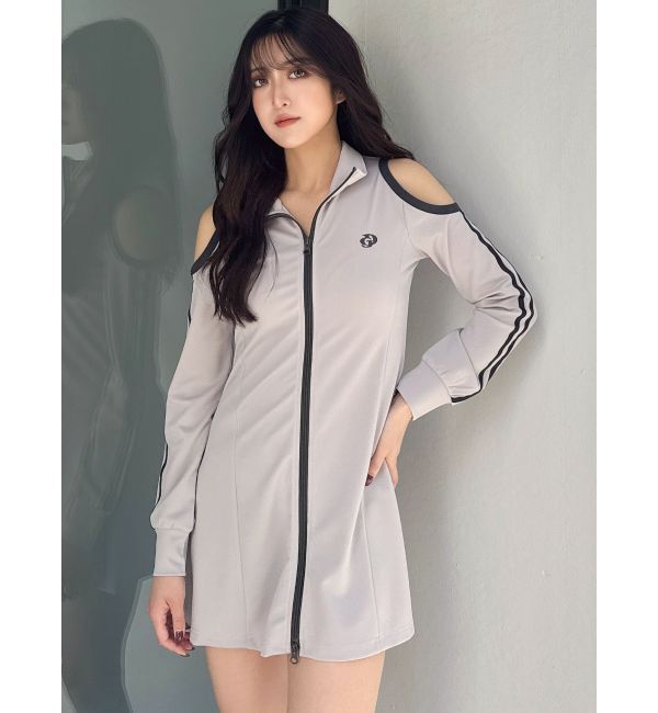 GYDA「GD track 2ラインオープンショルダーフレアワンピース」|ワンピース|