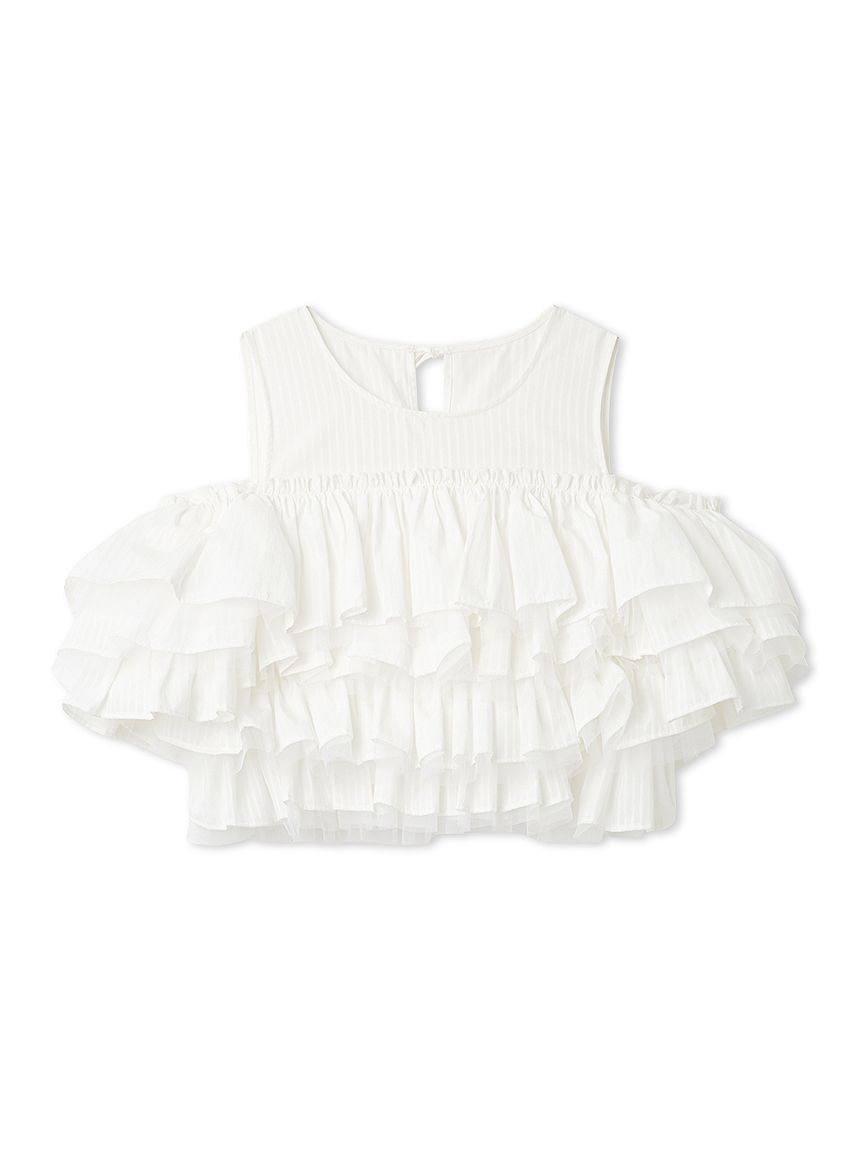 FRAY I.D「チュールコンビフリルティアードブラウス」|シャツ・ブラウス|WHT