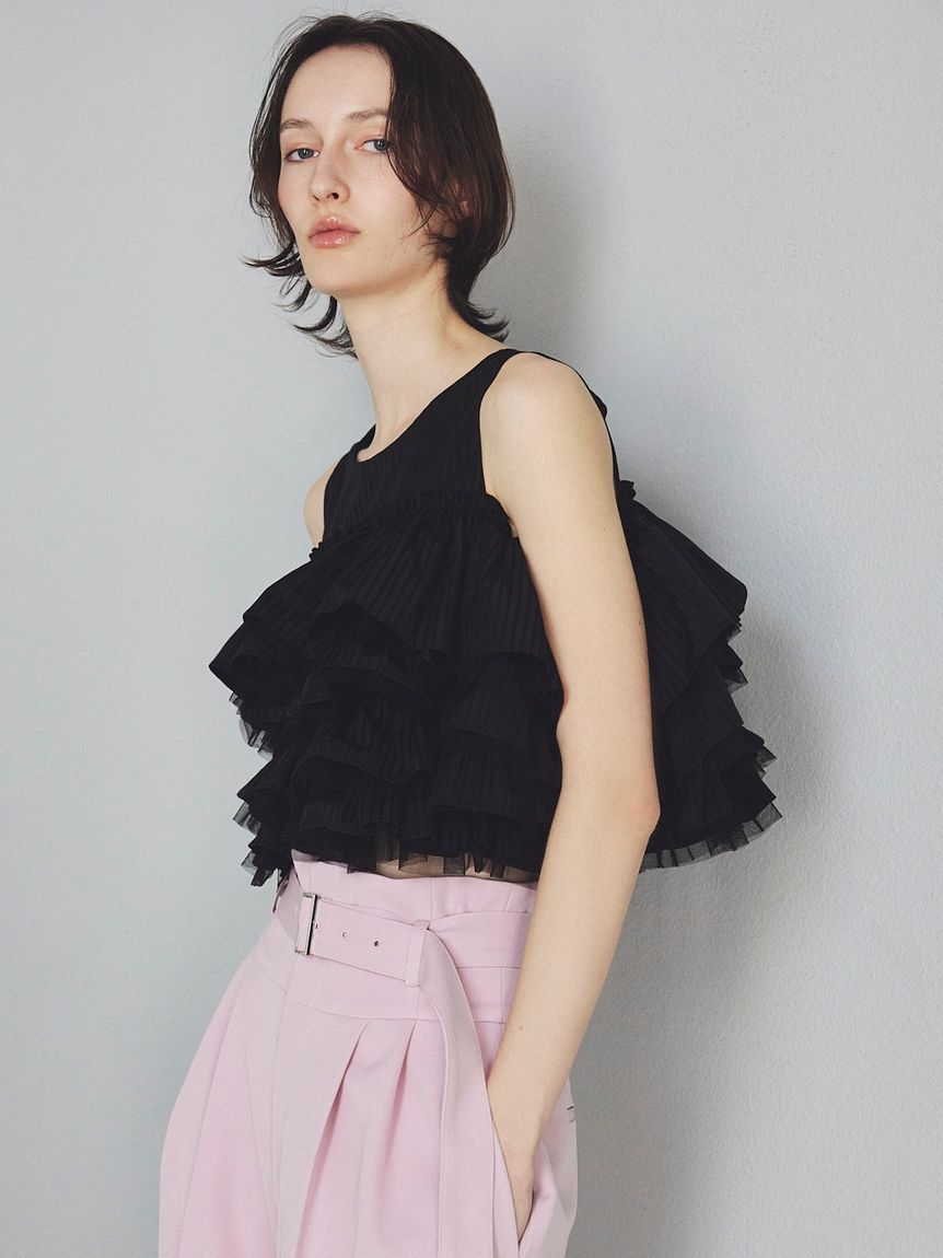 FRAY I.D「チュールコンビフリルティアードブラウス」|シャツ・ブラウス|