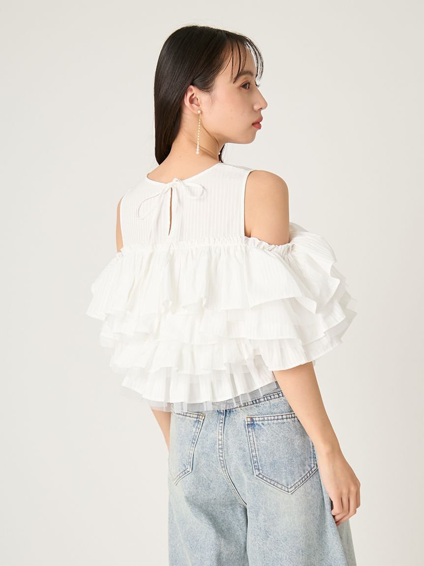 FRAY I.D「チュールコンビフリルティアードブラウス」|シャツ・ブラウス|