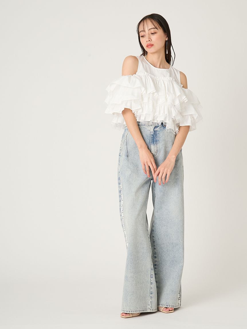 FRAY I.D「チュールコンビフリルティアードブラウス」|シャツ・ブラウス|