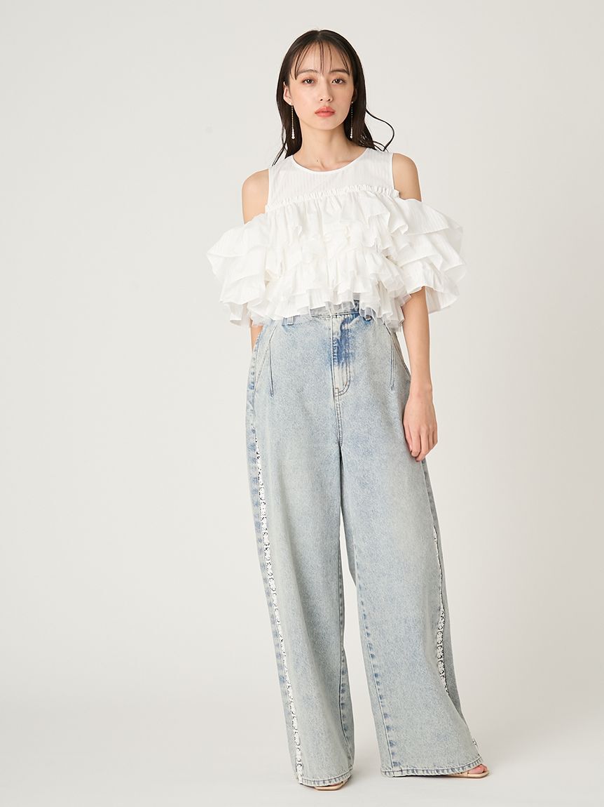 FRAY I.D「チュールコンビフリルティアードブラウス」|シャツ・ブラウス|