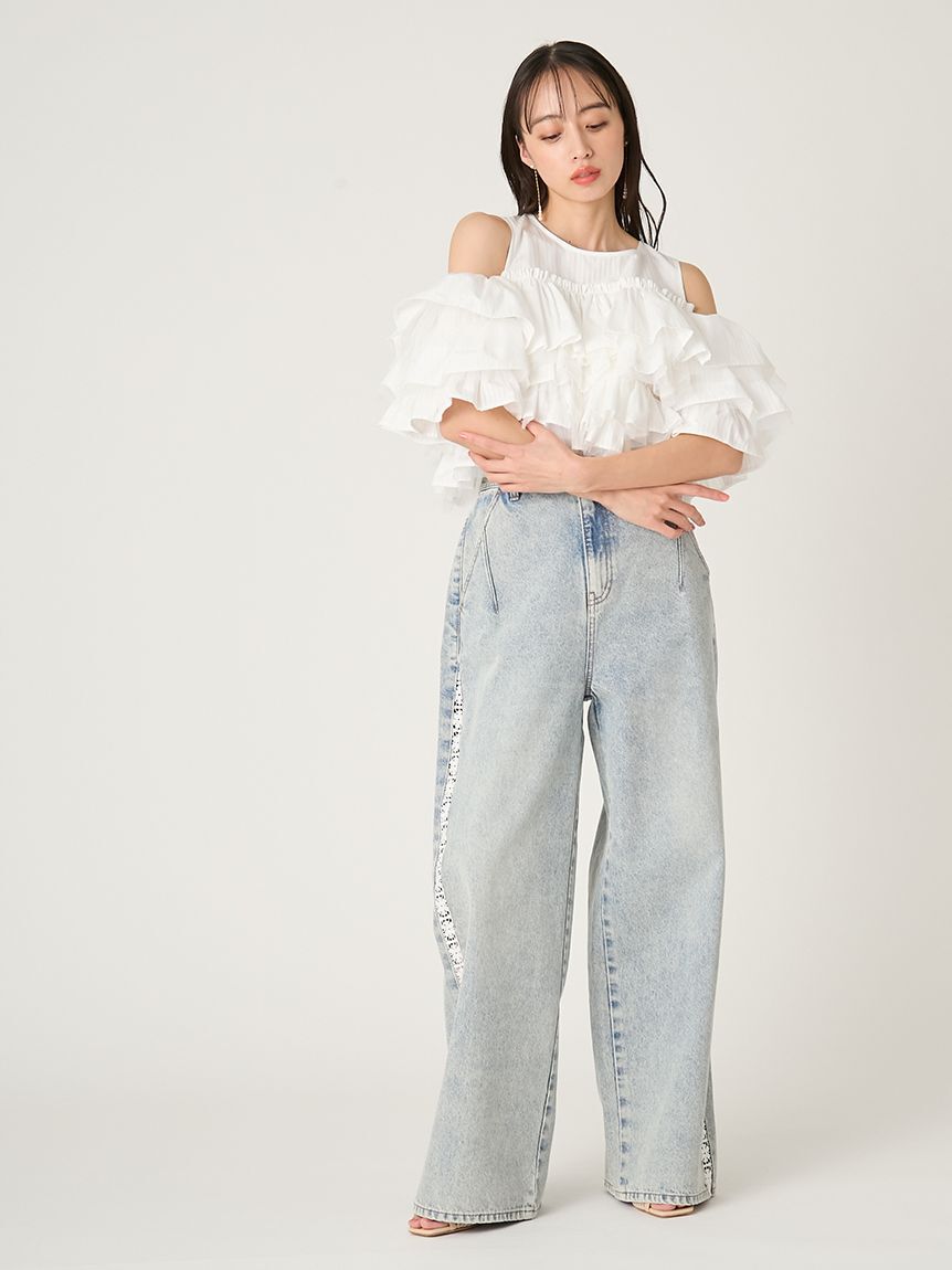 FRAY I.D「チュールコンビフリルティアードブラウス」|シャツ・ブラウス|