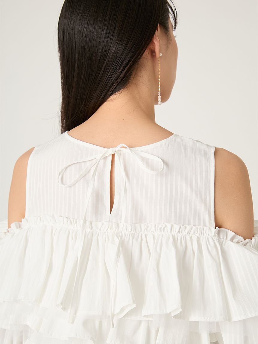 FRAY I.D「チュールコンビフリルティアードブラウス」|シャツ・ブラウス|