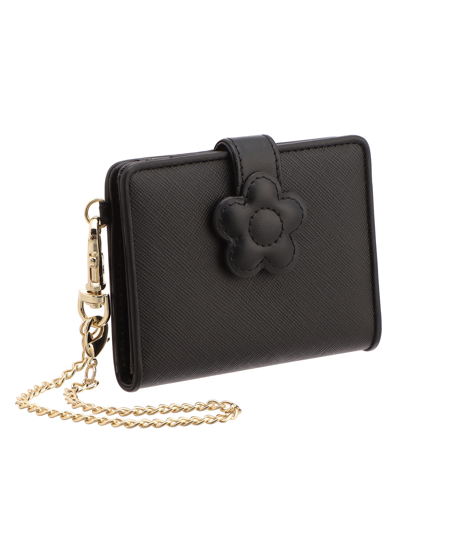 MARY QUANT「デイジーパッチスナップ2 パスケース」|定期入れ|ブラック