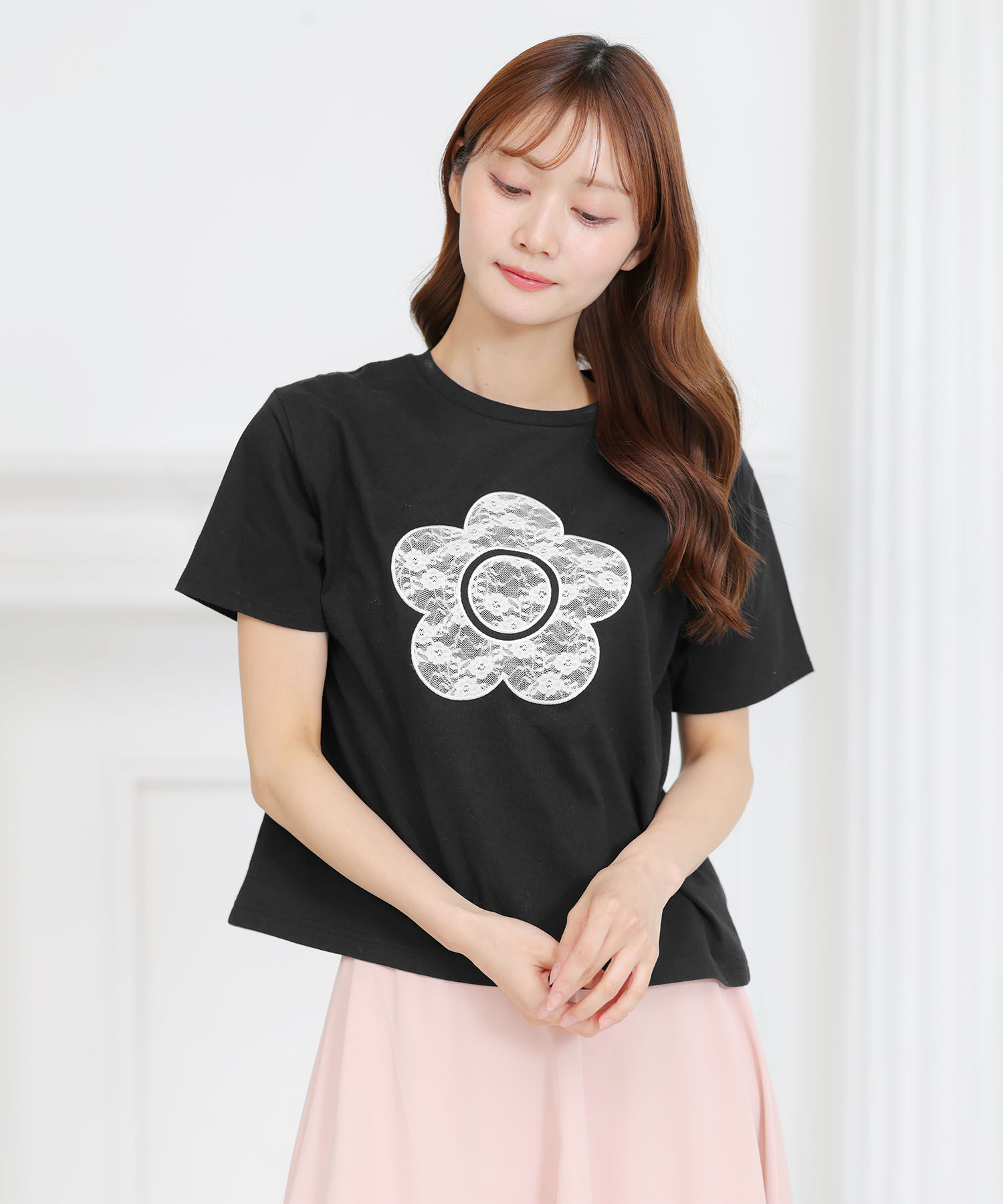 MARY QUANT「レースデイジー Tシャツ」|Tシャツ・カットソー|ブラック