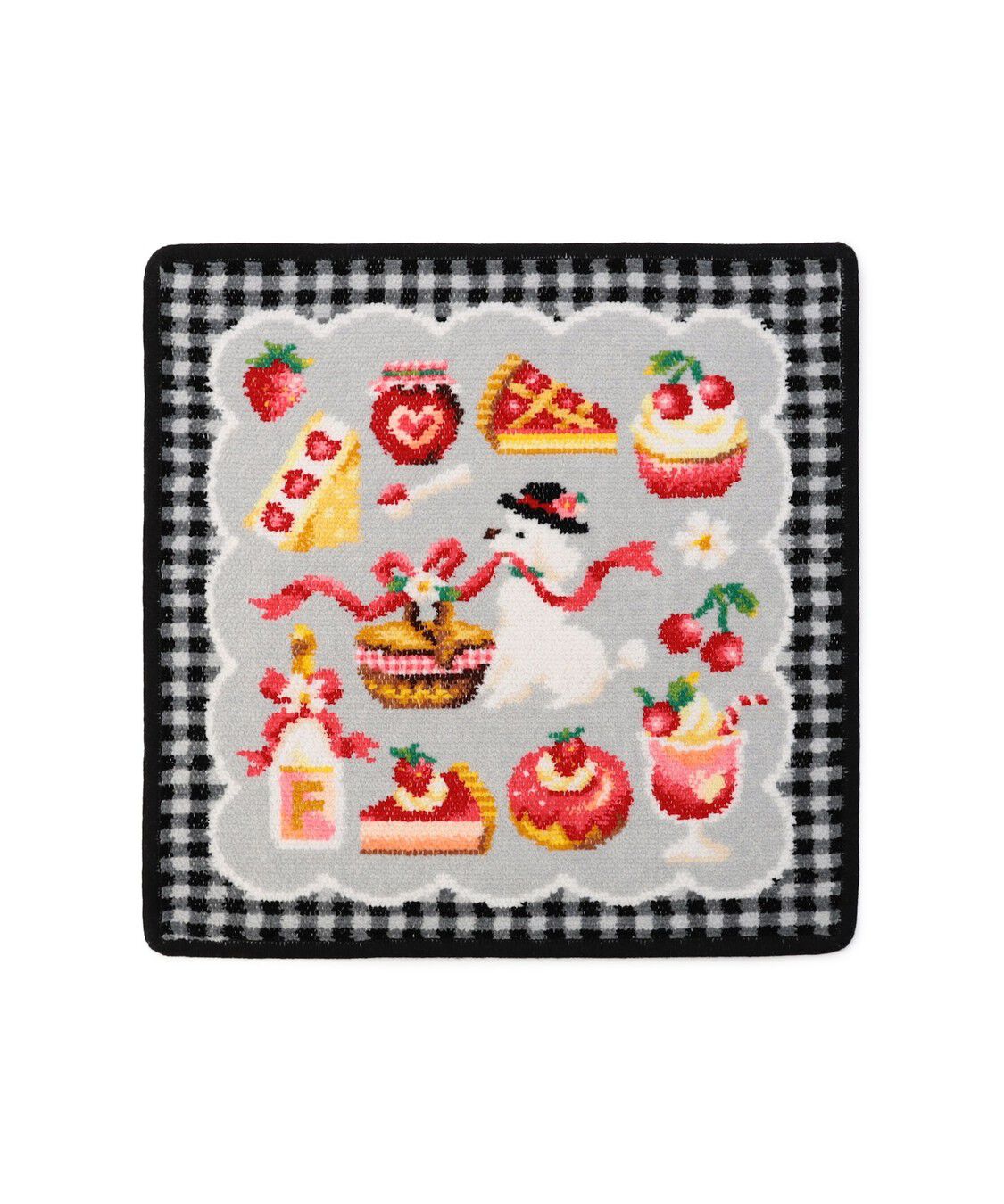 FEILER「ベリーベリーピクニック　ウォッシュタオル」|ハンカチ|グレー&times;ブラック