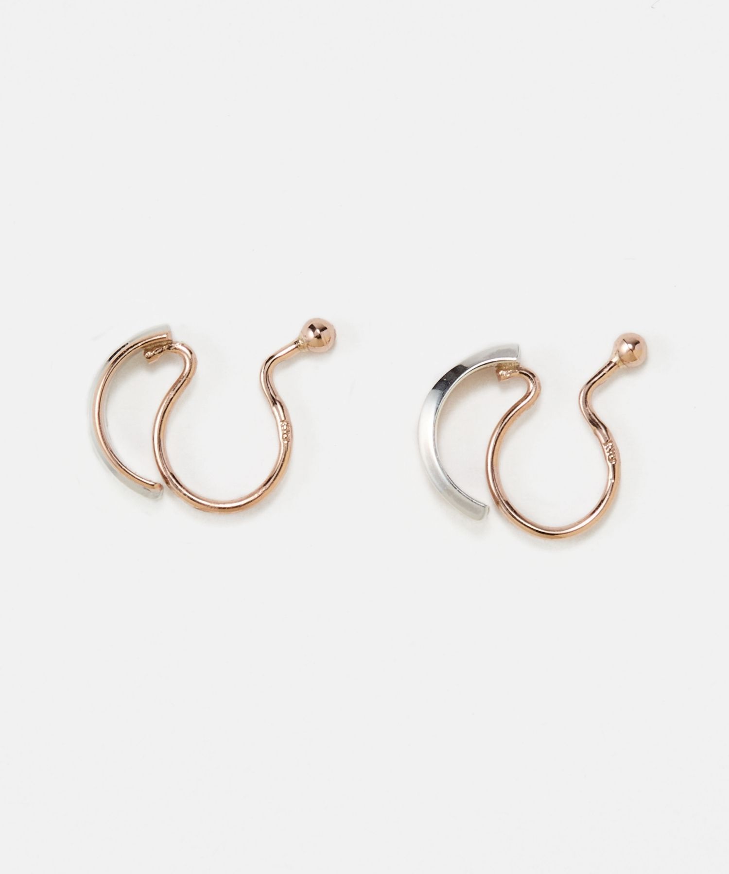 JUPITER「【K10&SV925】コンビカラーフープイヤリング　ピンクゴールド&times;シルバー」|イヤリング|